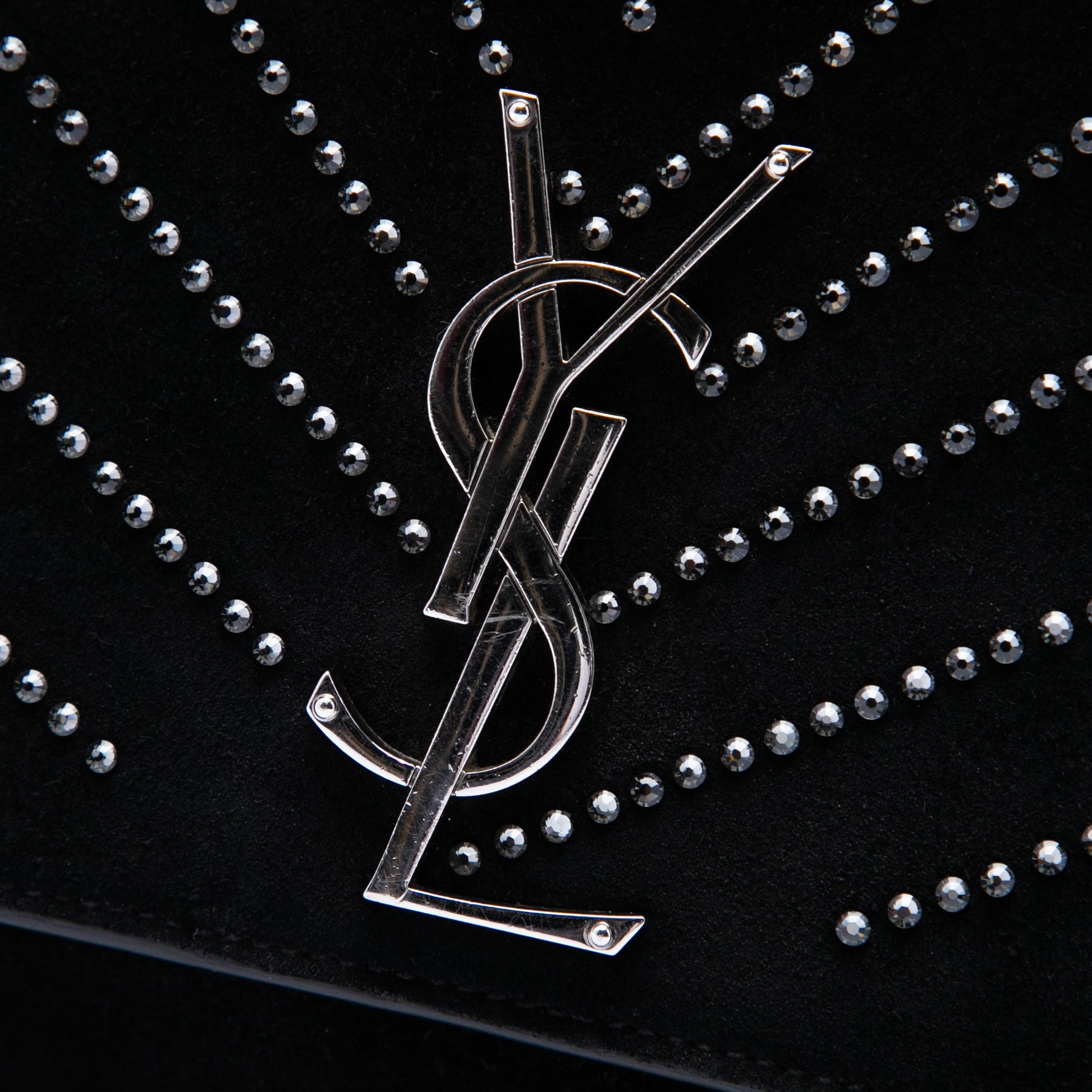 Saint Laurent Suede Crystal Monogram Kate Crossbody