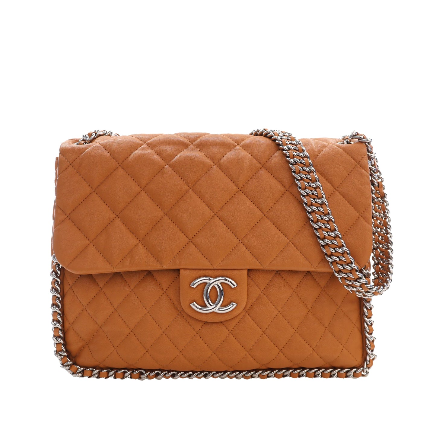 Chanel Maxi Quilted Washed Lambskin Chain Around Flap