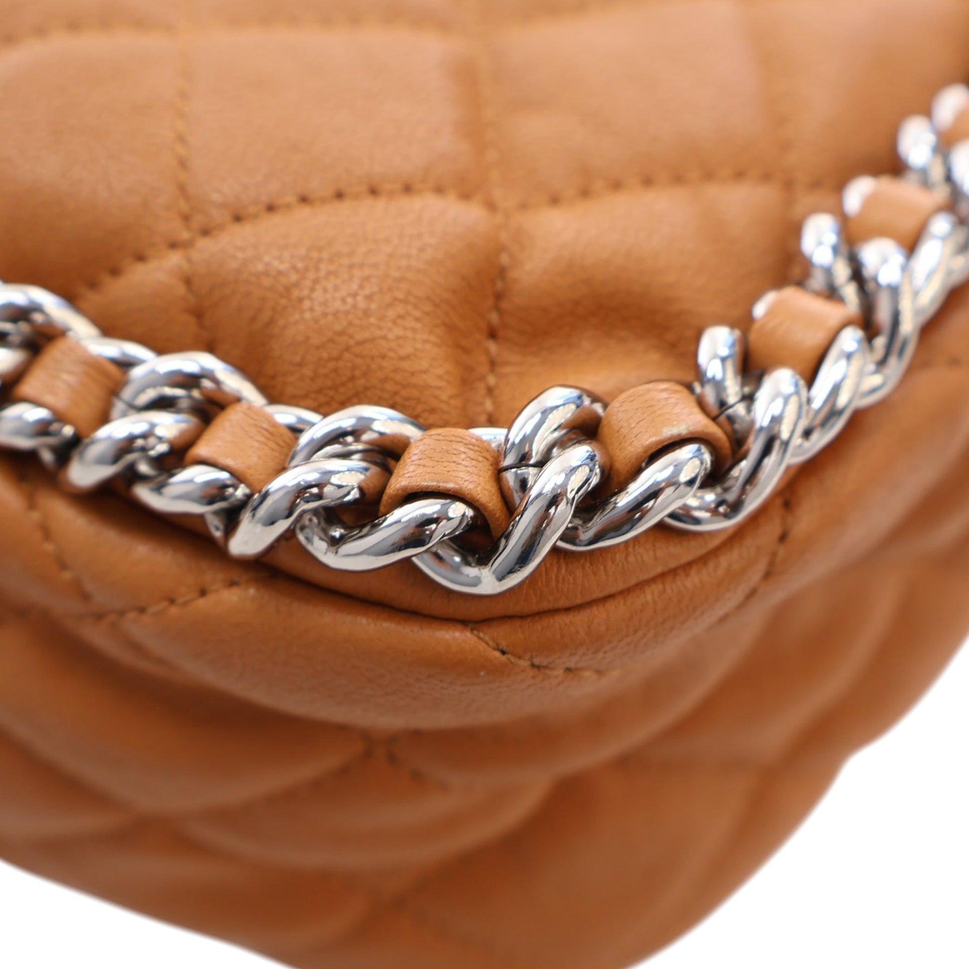Chanel Maxi Quilted Washed Lambskin Chain Around Flap