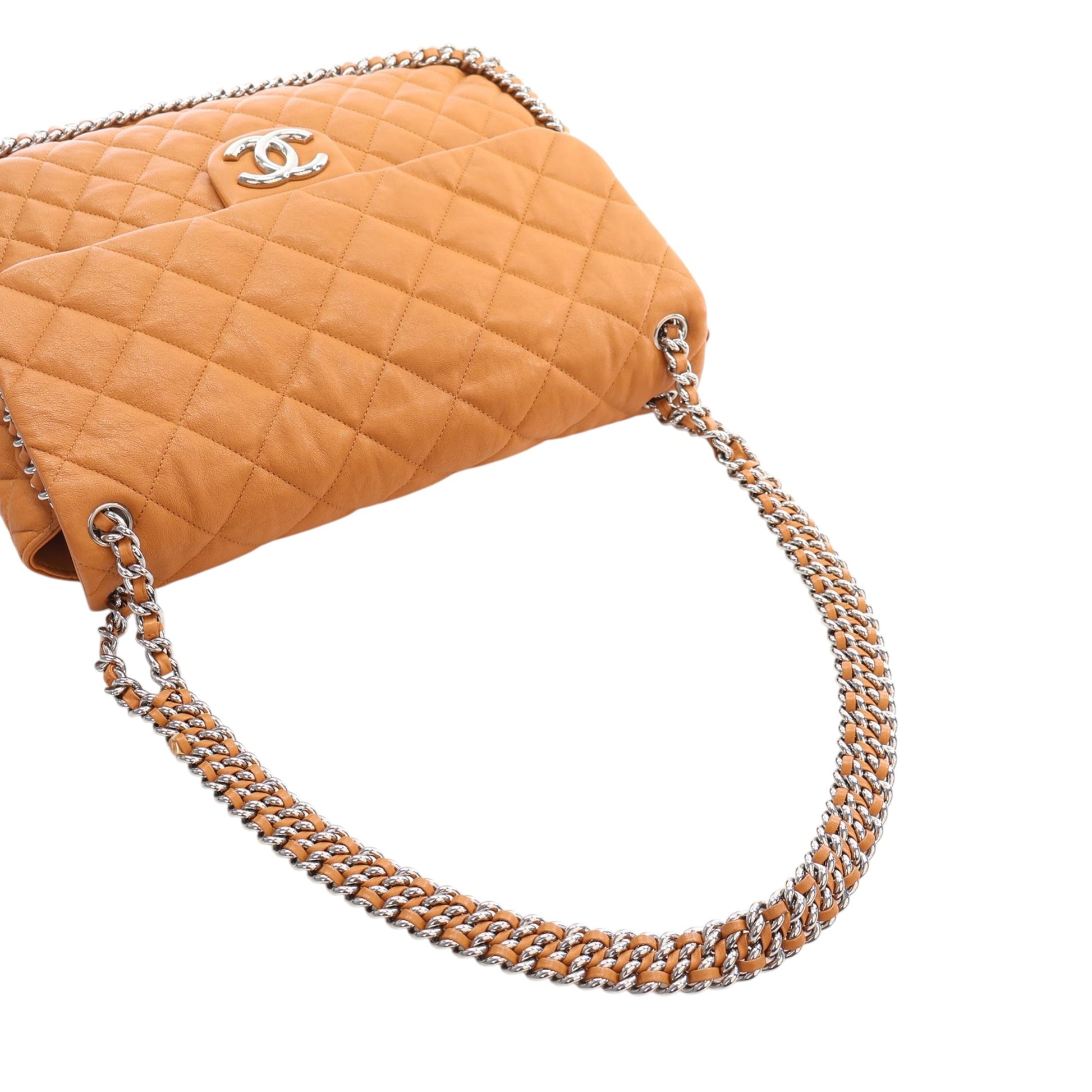 Chanel Maxi Quilted Washed Lambskin Chain Around Flap