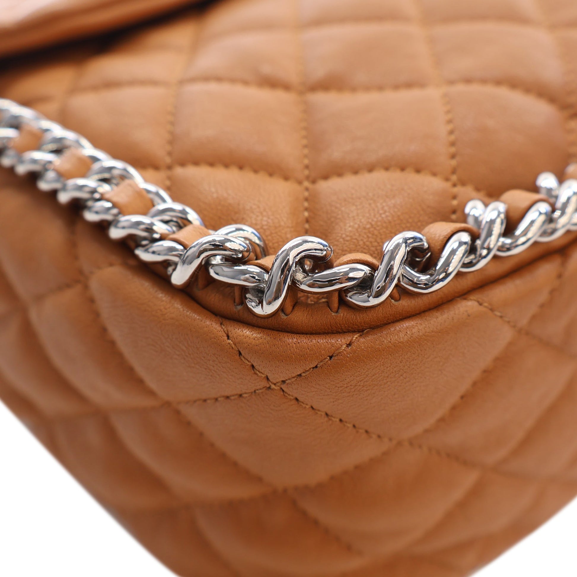 Chanel Maxi Quilted Washed Lambskin Chain Around Flap