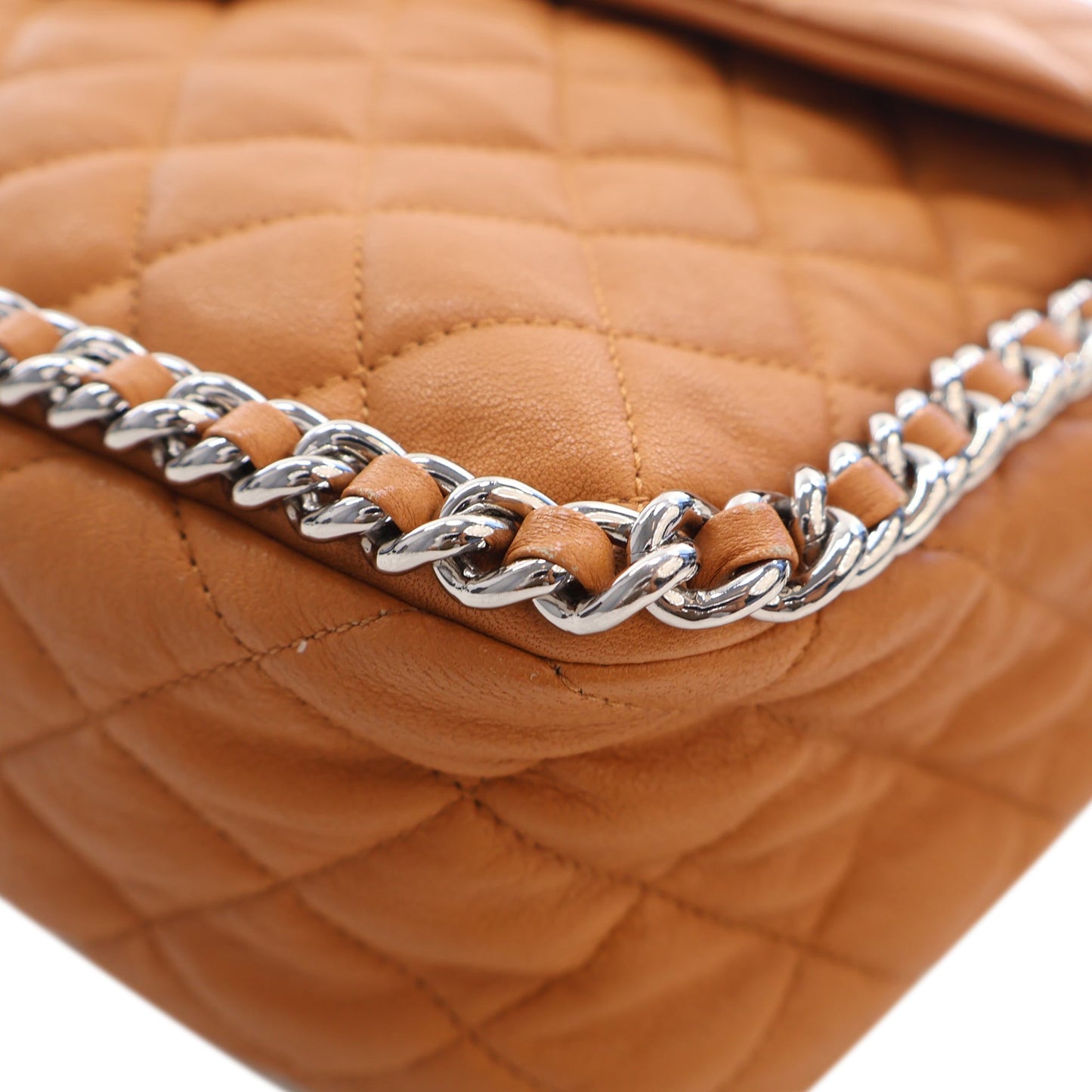 Chanel Maxi Quilted Washed Lambskin Chain Around Flap
