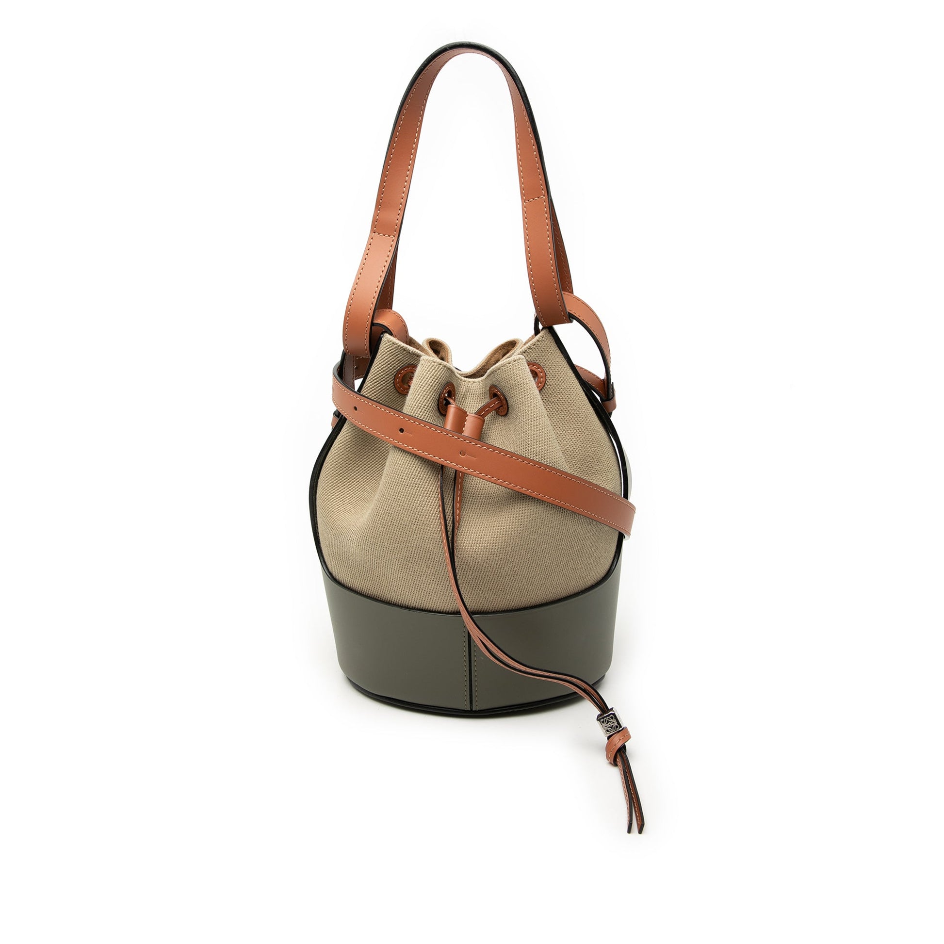 LOEWE Small Canvas and Leather Balloon Bucket Bag