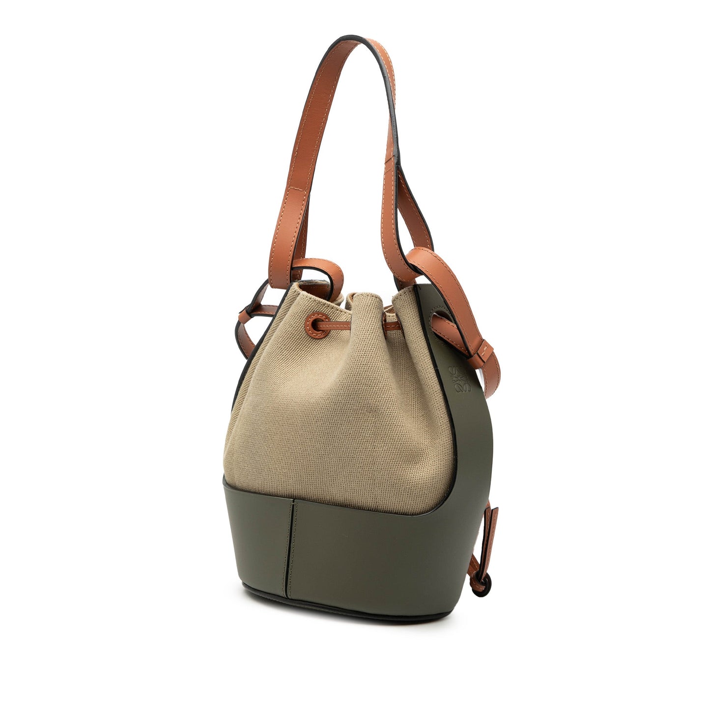 LOEWE Small Canvas and Leather Balloon Bucket Bag