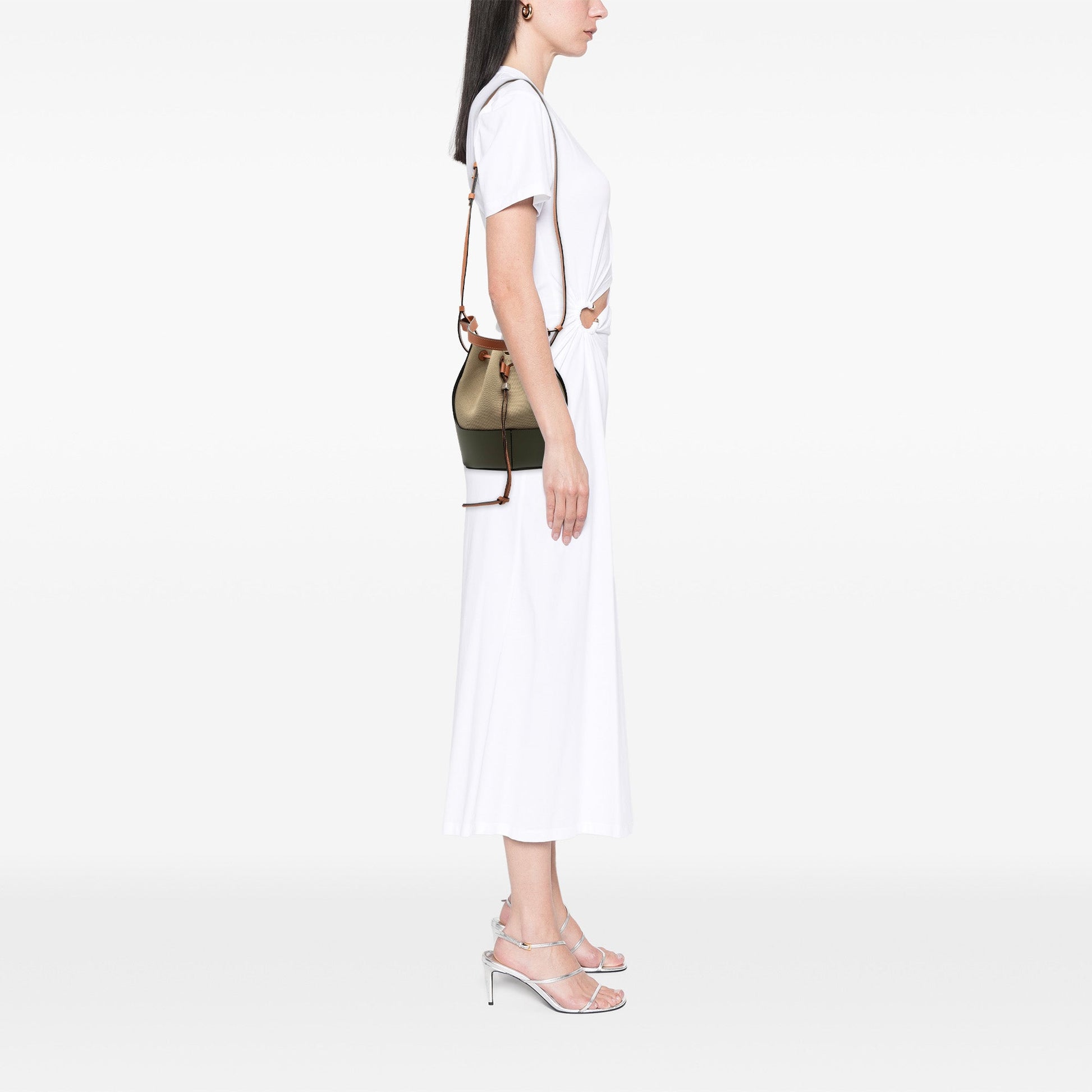LOEWE Small Canvas and Leather Balloon Bucket Bag