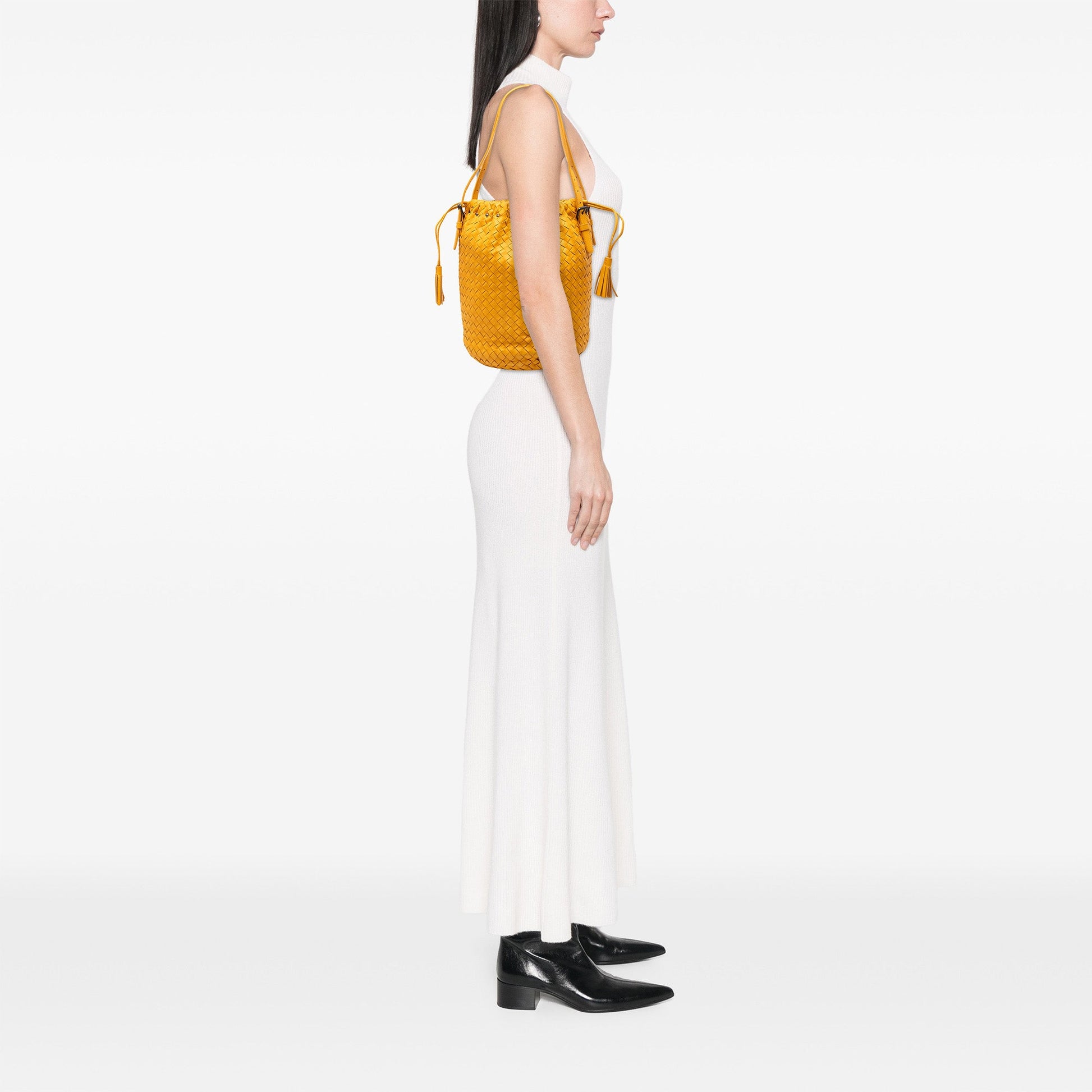 Nappa Intrecciato Drawstring Bucket Bag