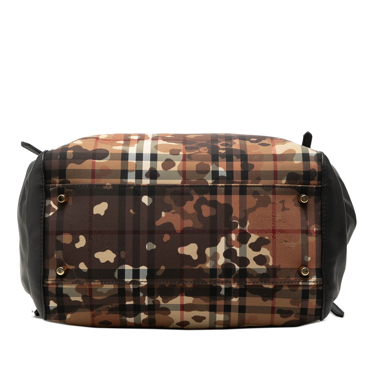 Burberry Small Haymarket Check Canvas and Calfskin Camouflage Canterbury Tote — Black