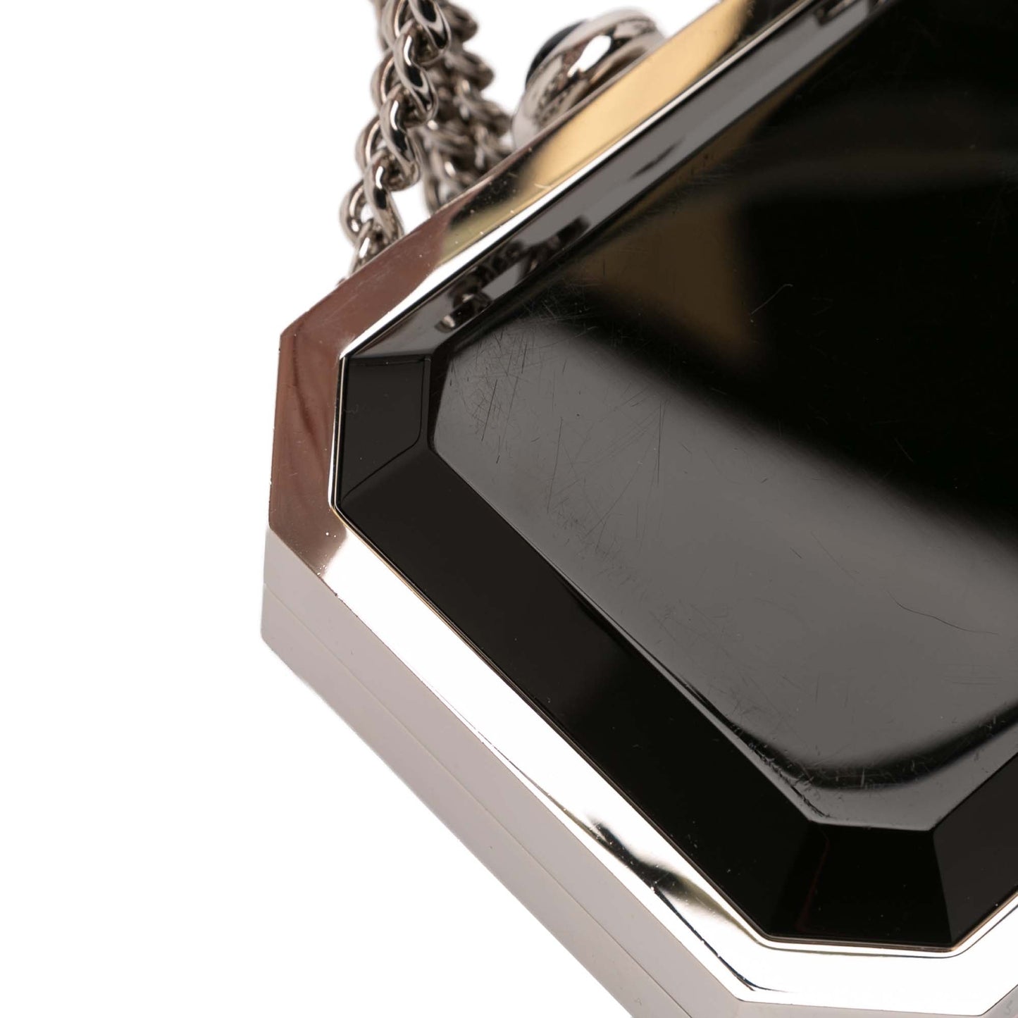 Metal Acrylic Premiere Minaudiere on Chain