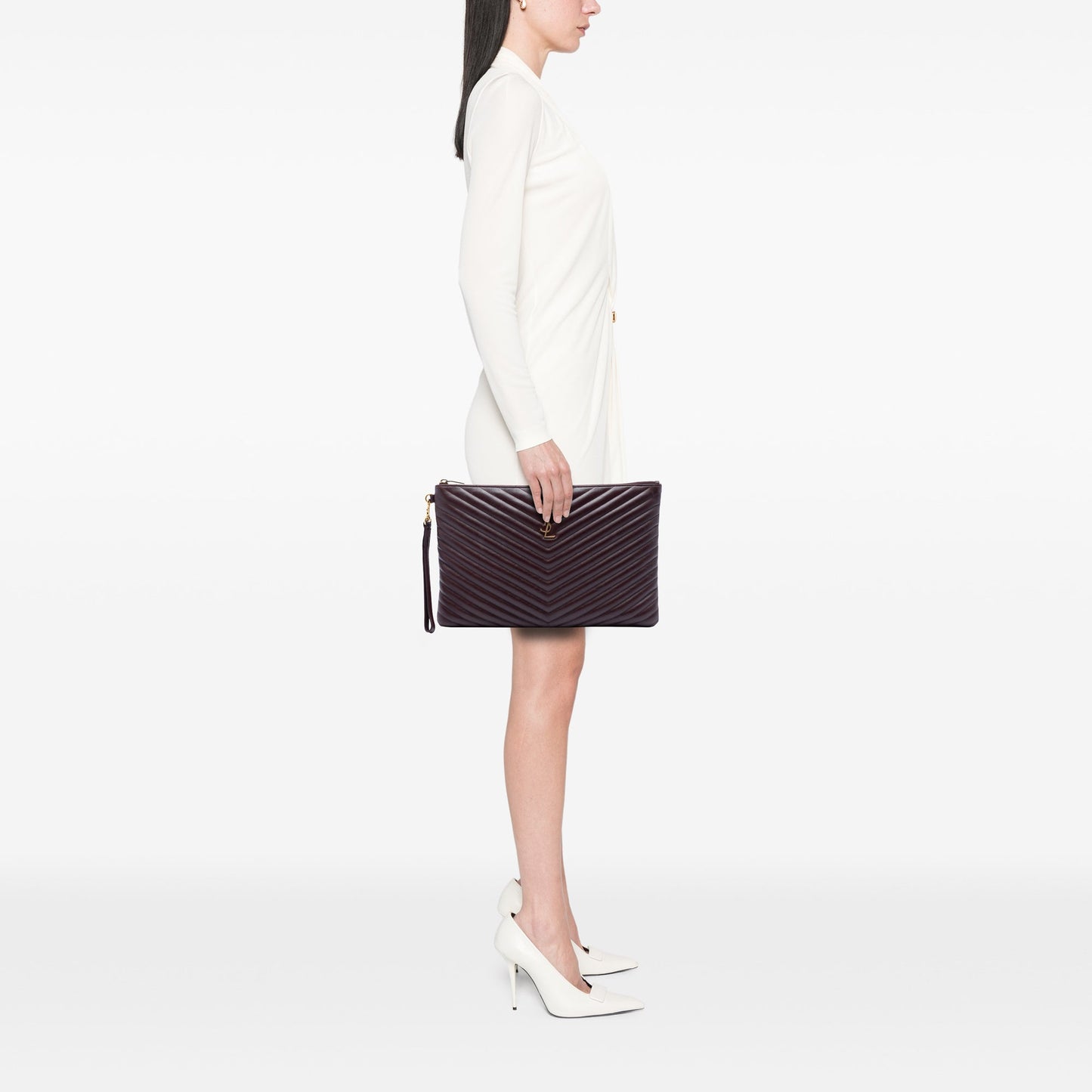 Saint Laurent Chevron Calfskin Cassandre Document Holder