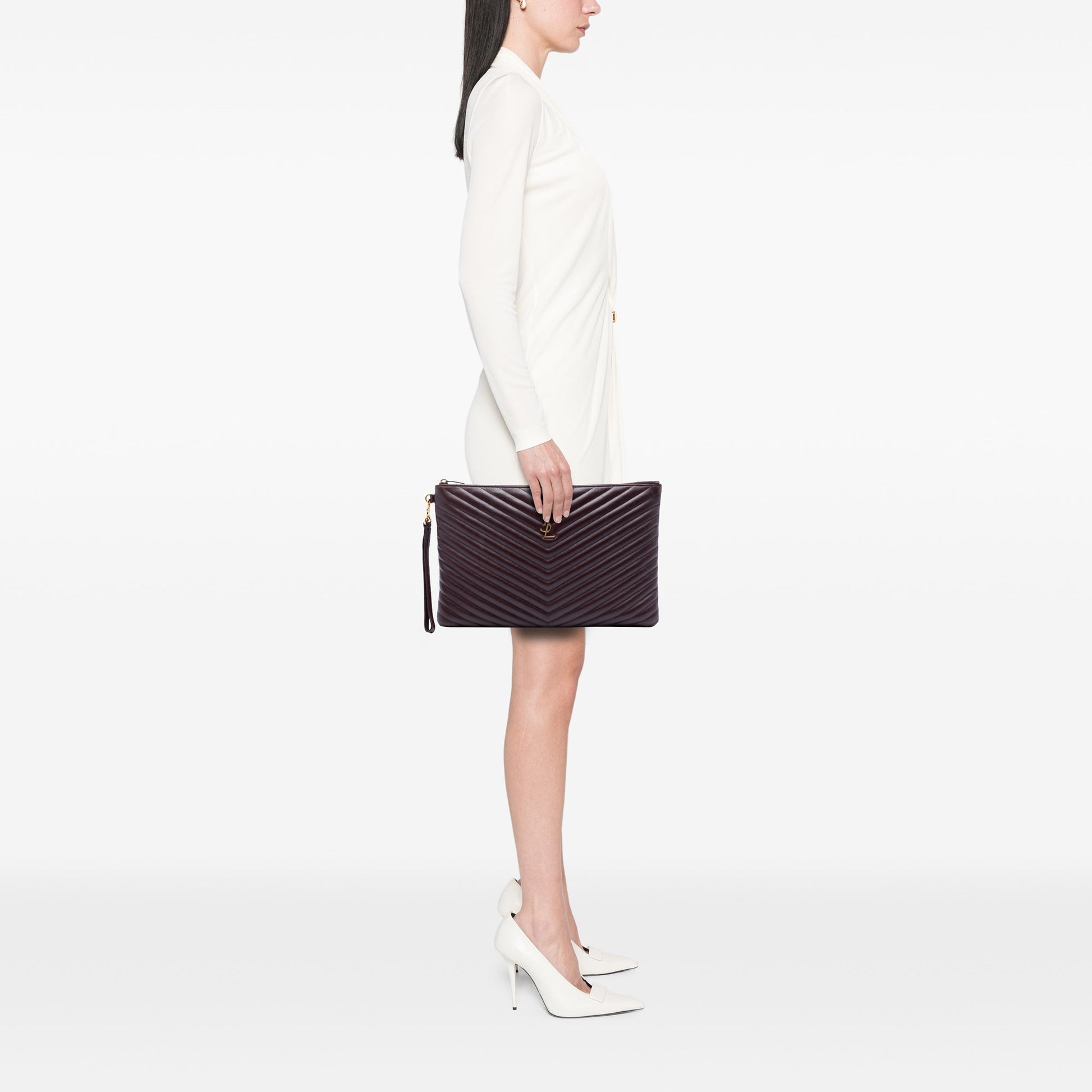 Saint Laurent Chevron Calfskin Cassandre Document Holder