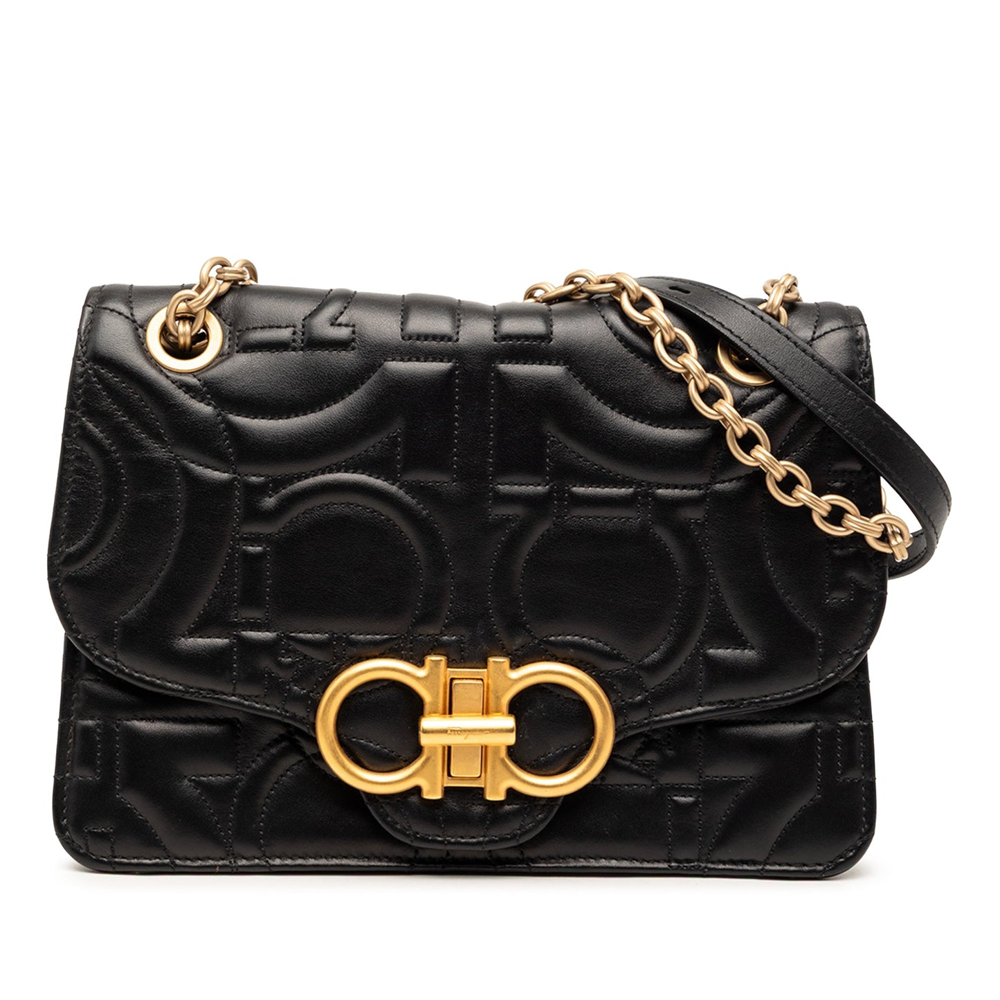 Ferragamo Quilted Leather Gancini Flap Shoulder Bag