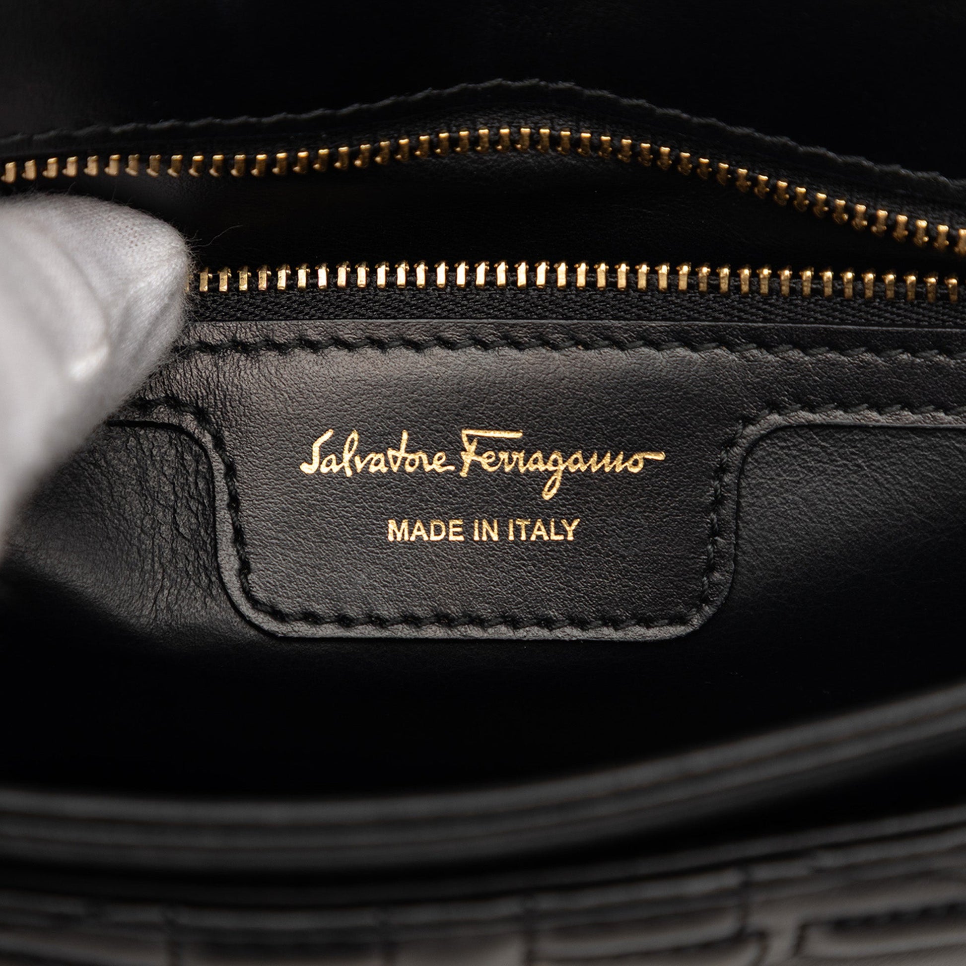 Ferragamo Quilted Leather Gancini Flap Shoulder Bag