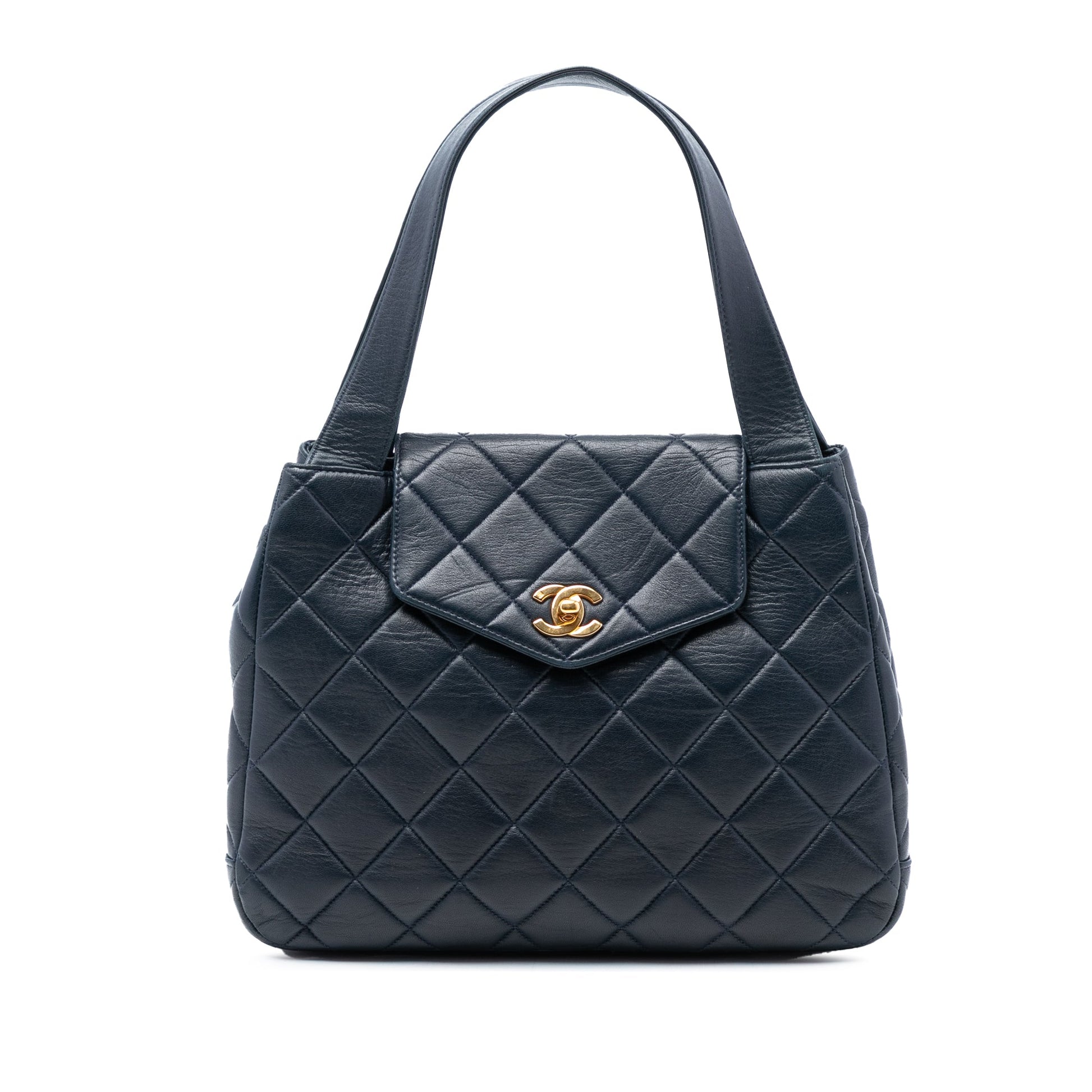 CC Quilted Lambskin Flap Tote