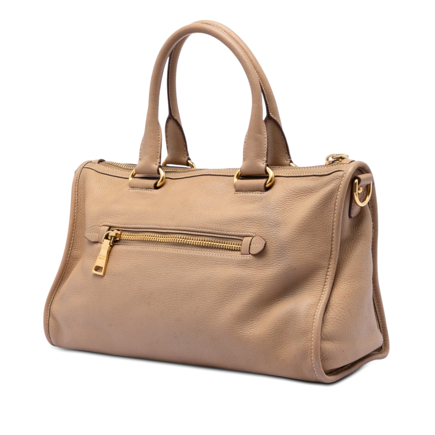 Prada Vitello Daino Zip Top Satchel
