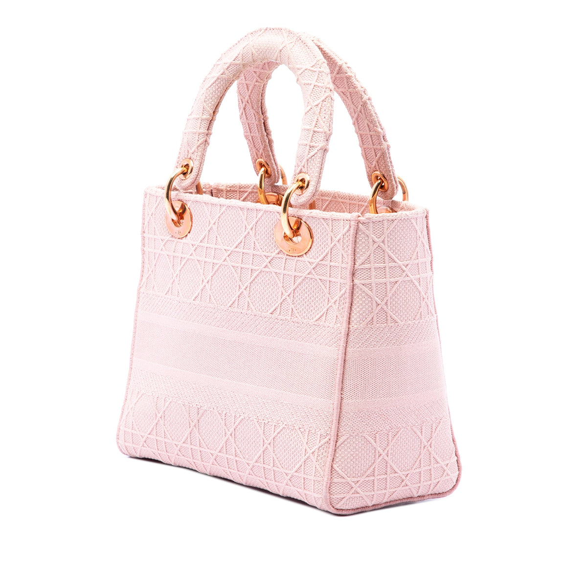 Dior Medium Embroidered Canvas Cannage Lady D Lite — Pink