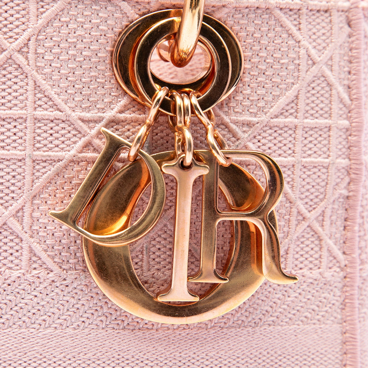 Dior Medium Embroidered Canvas Cannage Lady D Lite — Pink