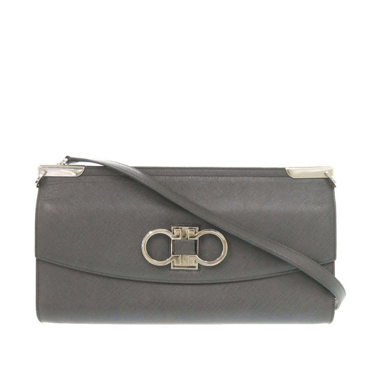 Ferragamo Leather Double Gancini Shoulder Bag
