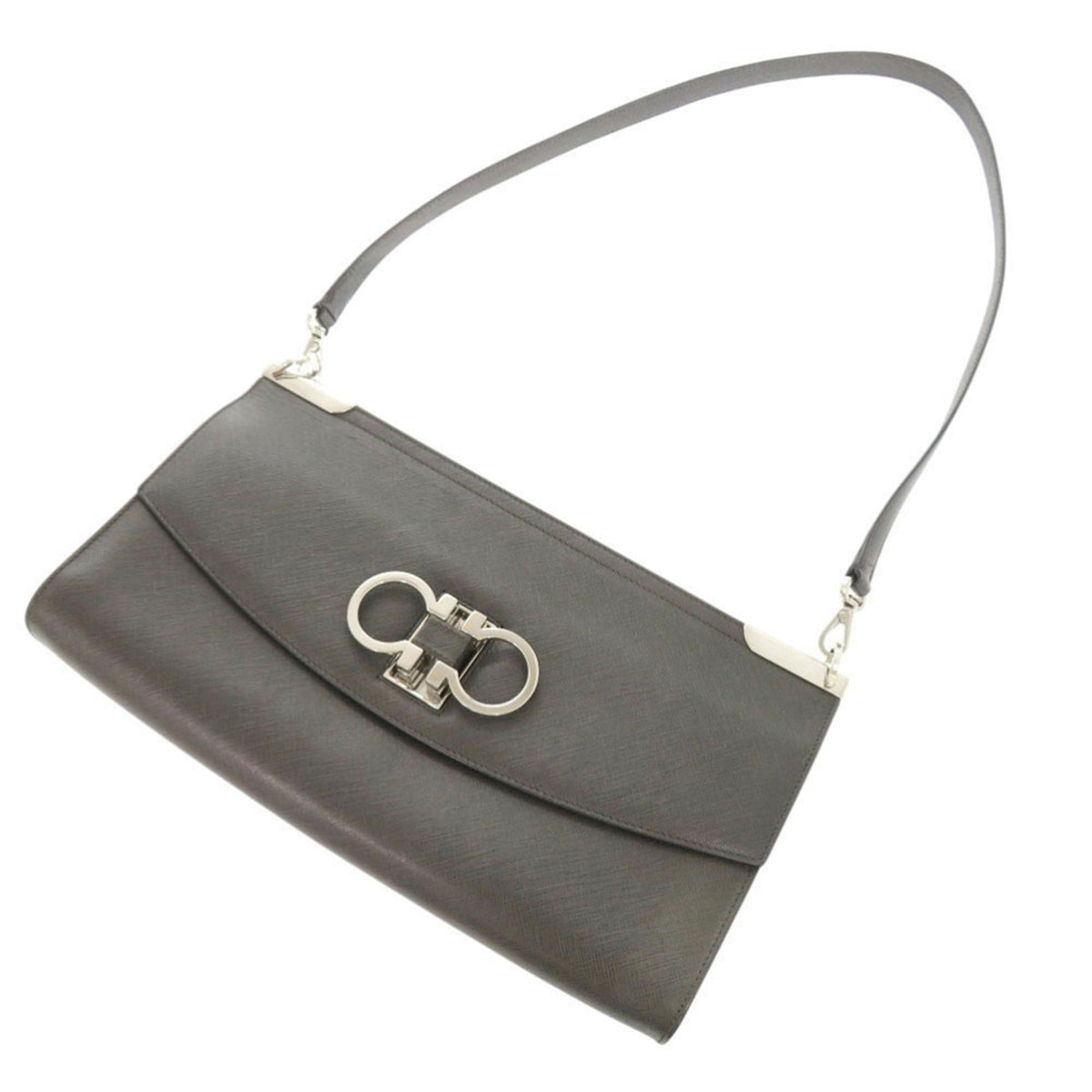 Ferragamo Leather Double Gancini Shoulder Bag
