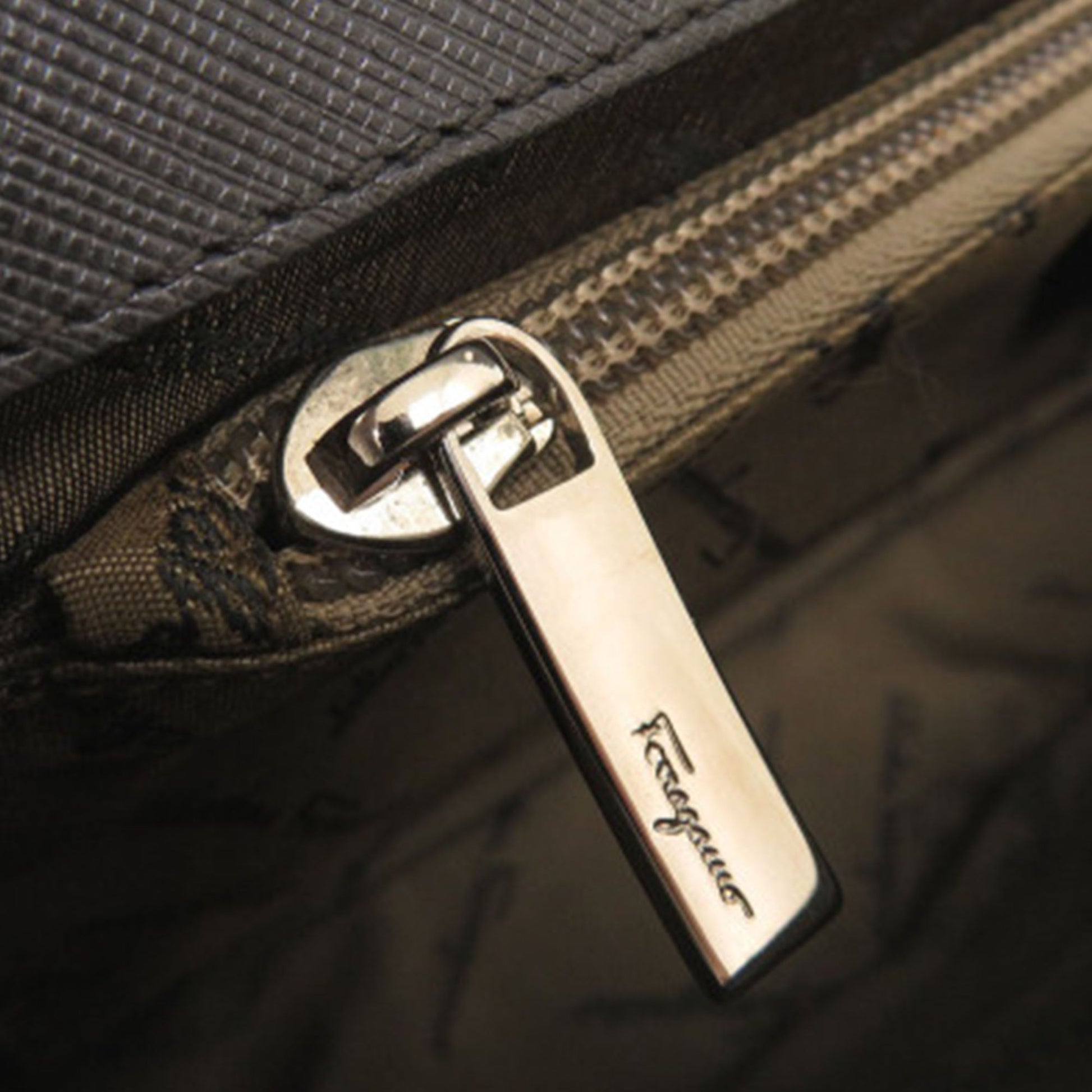 Ferragamo Leather Double Gancini Shoulder Bag