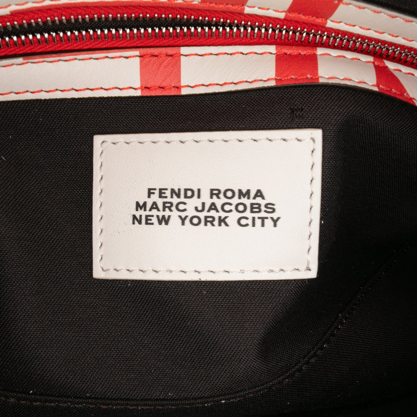 Fendi Marc Jacobs Nappa Vitello King Logo Print Phone Baguette Satchel