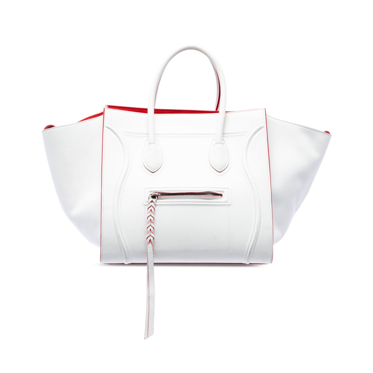 Celine Medium Leather Phantom Luggage Tote — White