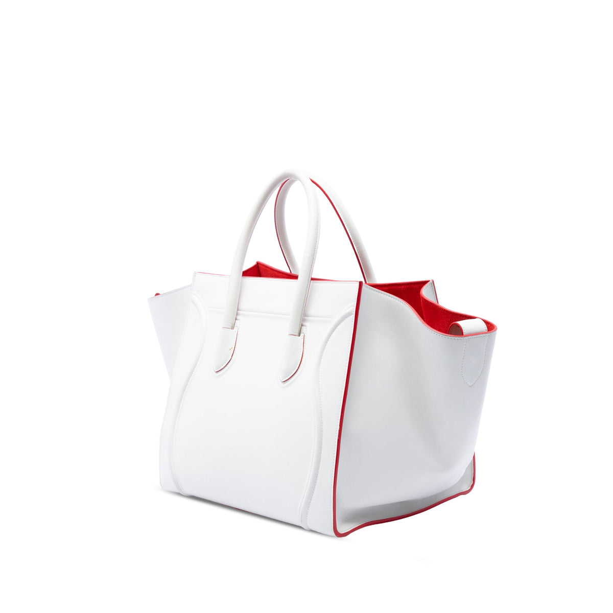 Celine Medium Leather Phantom Luggage Tote — White