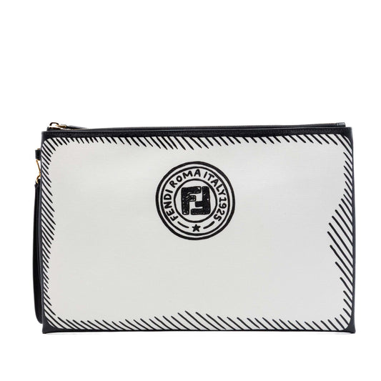 Fendi Joshua Vides Leather FF Logo Clutch