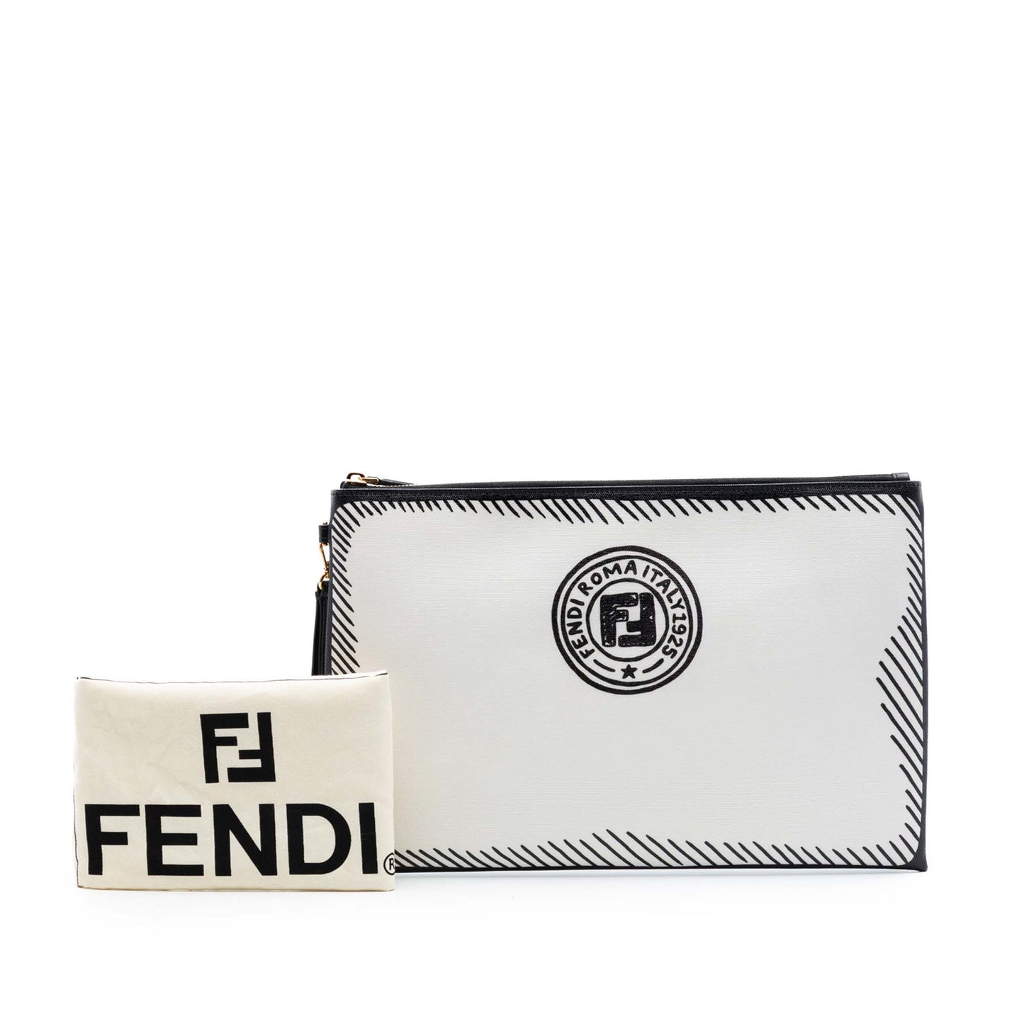 Fendi Joshua Vides Leather FF Logo Clutch