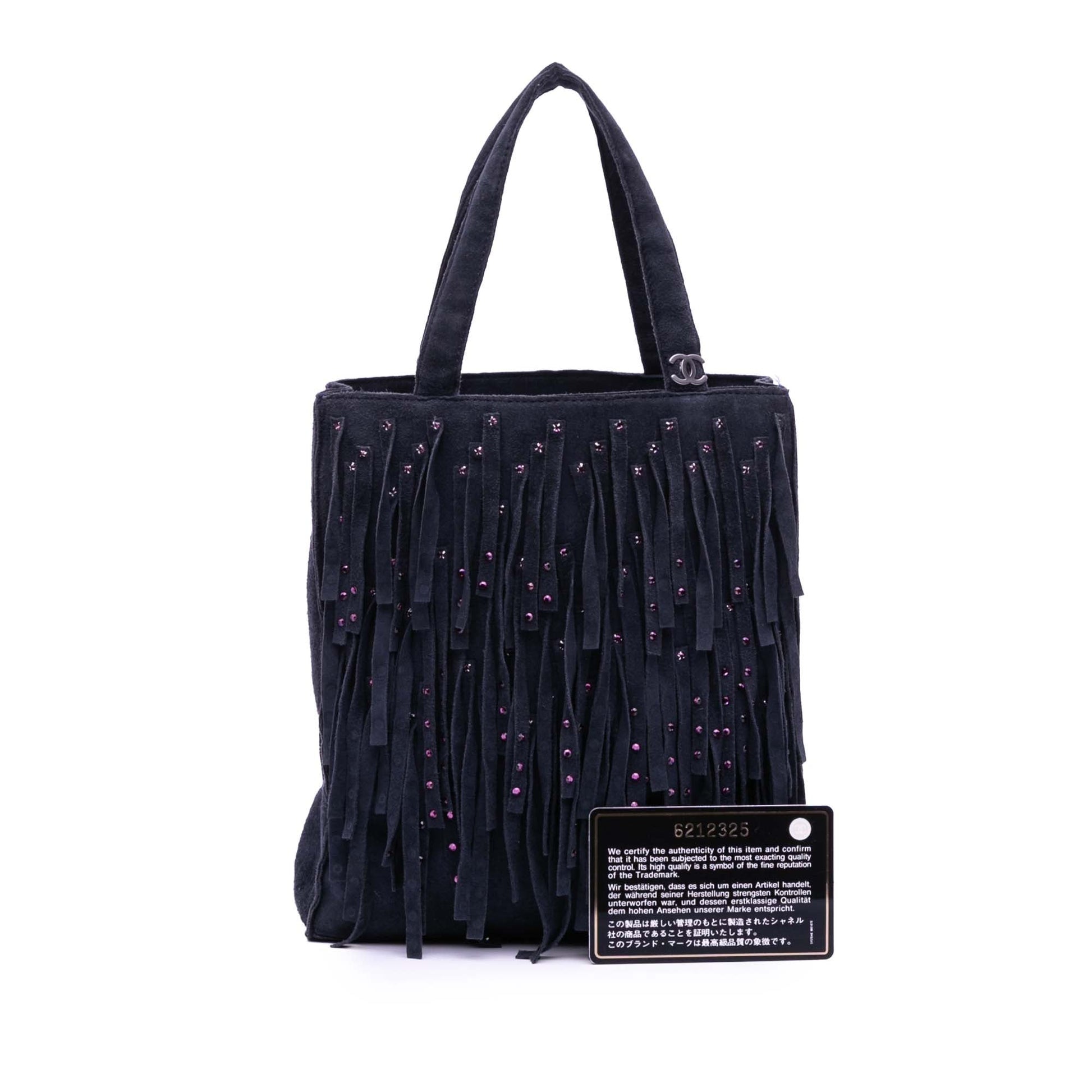 Chanel Mini Suede Studded Fringe Tote