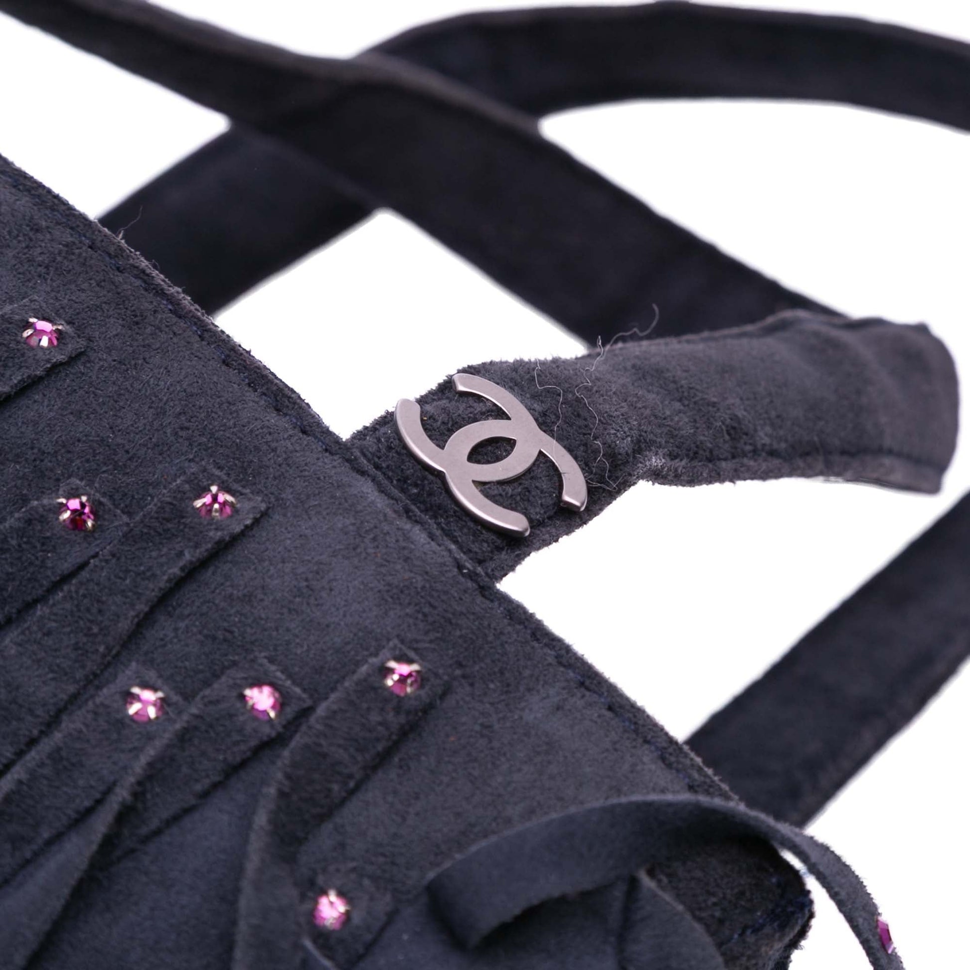 Chanel Mini Suede Studded Fringe Tote