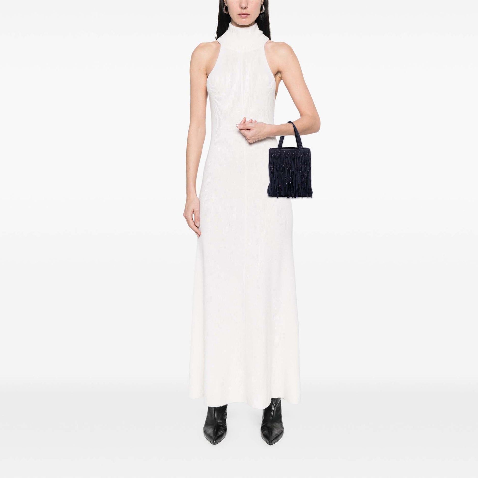 Chanel Mini Suede Studded Fringe Tote