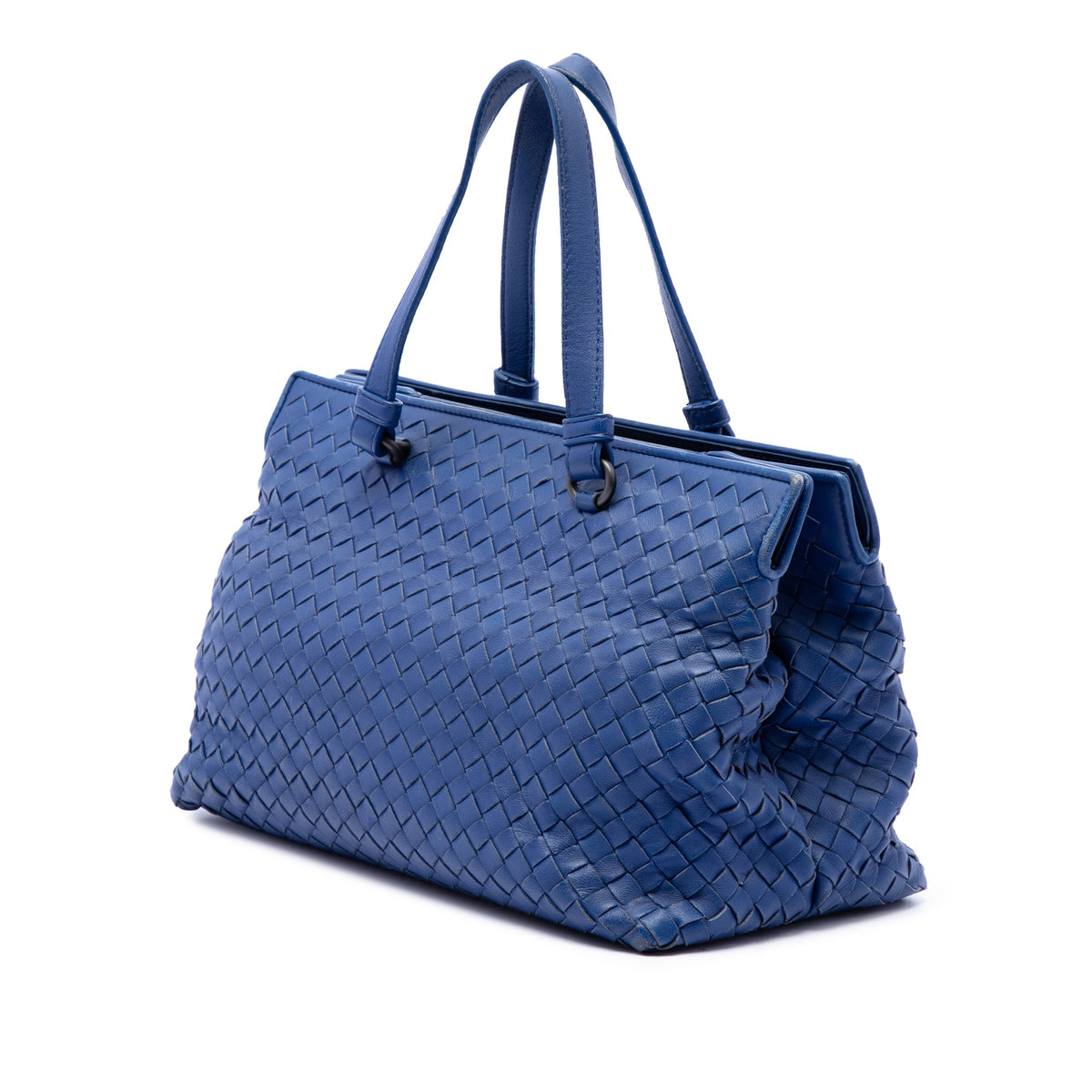 Bottega Veneta Small Nappa Intrecciato Accordion Satchel — Blue