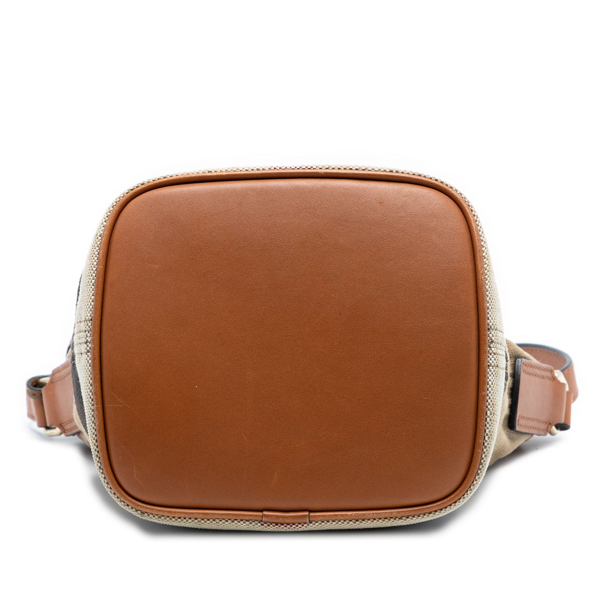Burberry Mini Mega Check Canvas Ashby Tassel Bucket Bag
