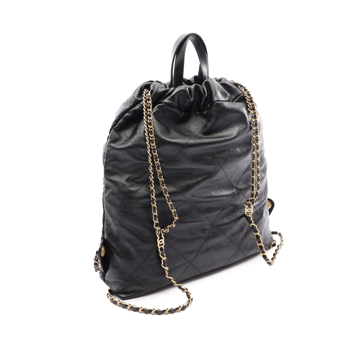 Chanel Large Quilted Shiny Calfskin 22 Backpack — Black