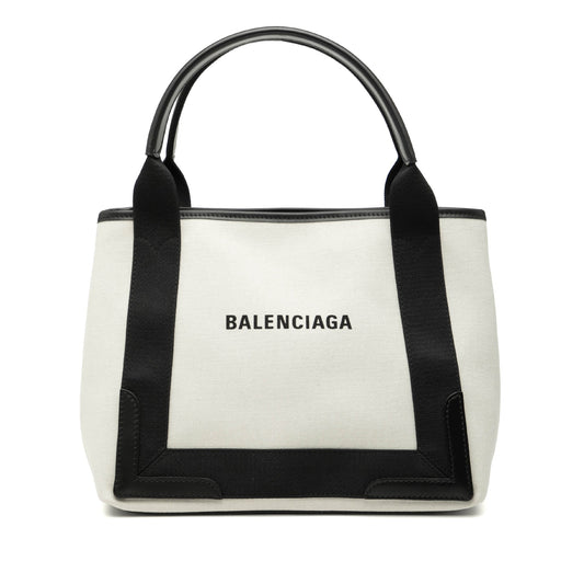Balenciaga Canvas Navy Cabas Tote S