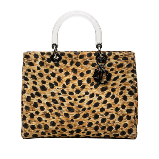 Dior Large Canvas Leopard Print Lady Dior
