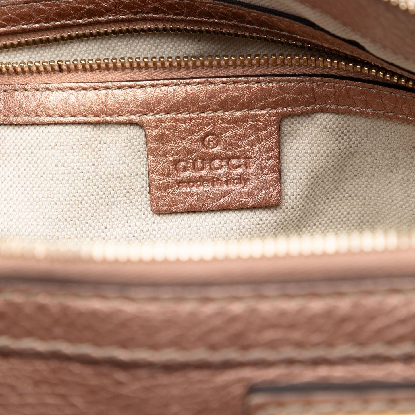 Gucci Metallic Pebbled Calfskin Bella Satchel