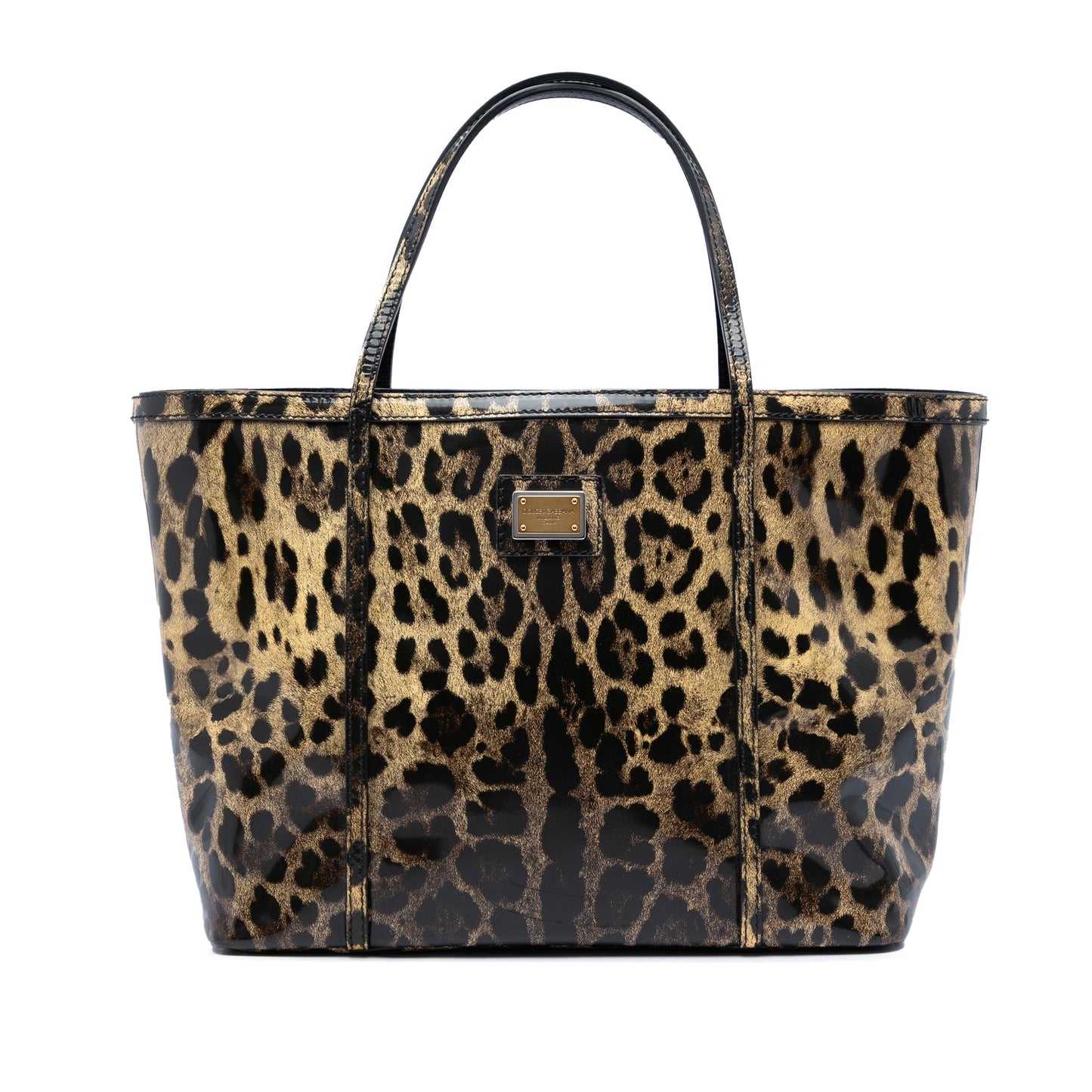 Dolce & Gabbana Leopard Printed Patent Miss Escape Tote