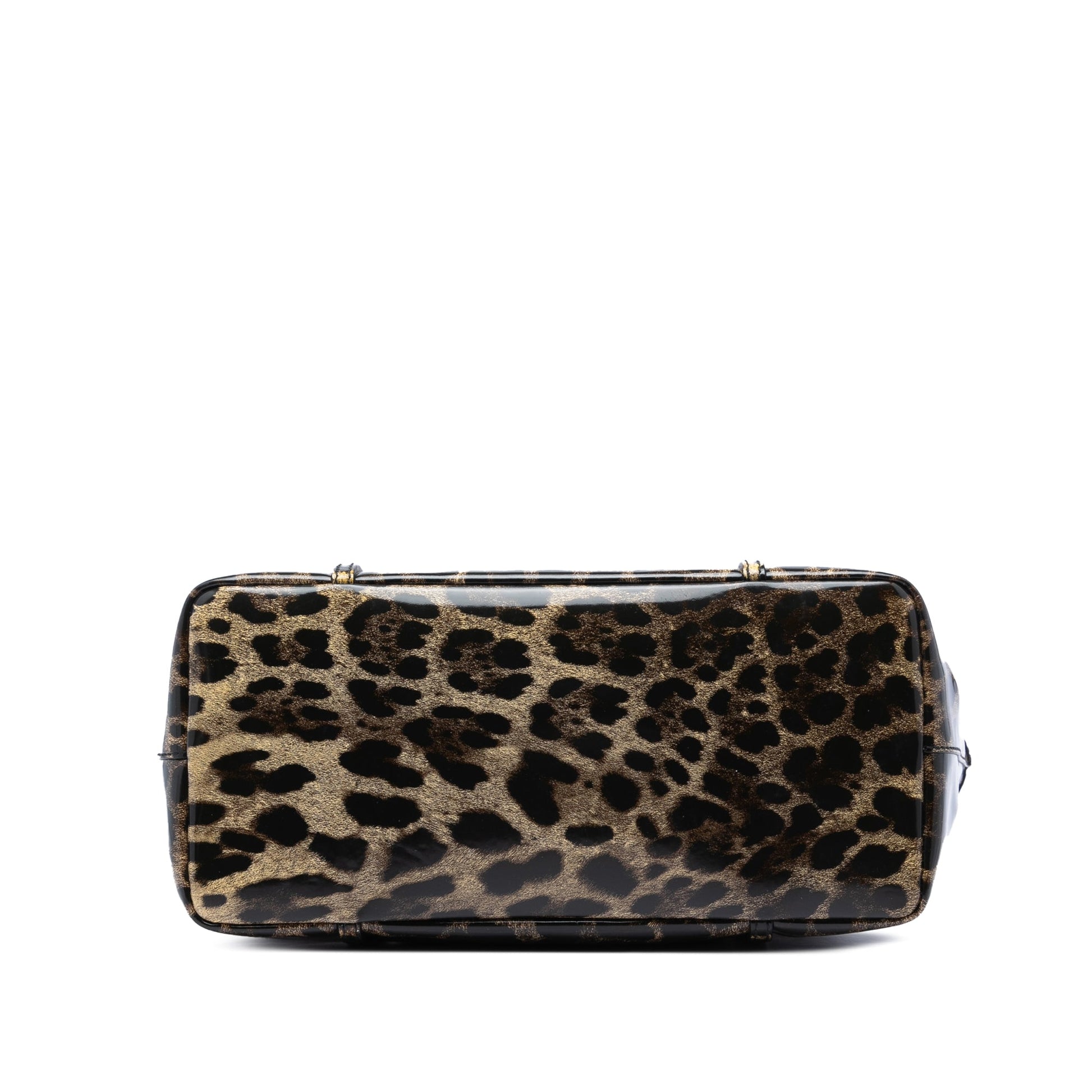 Dolce & Gabbana Leopard Printed Patent Miss Escape Tote