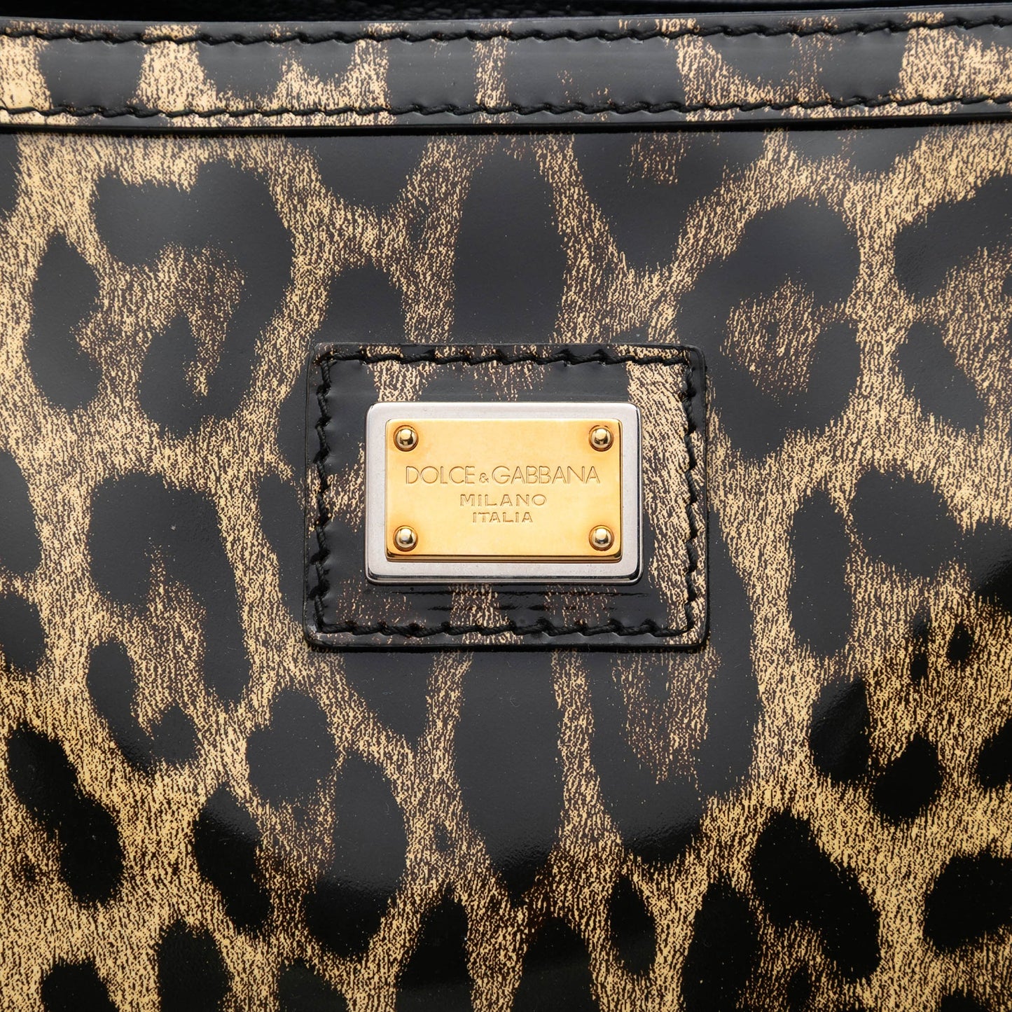 Dolce & Gabbana Leopard Printed Patent Miss Escape Tote