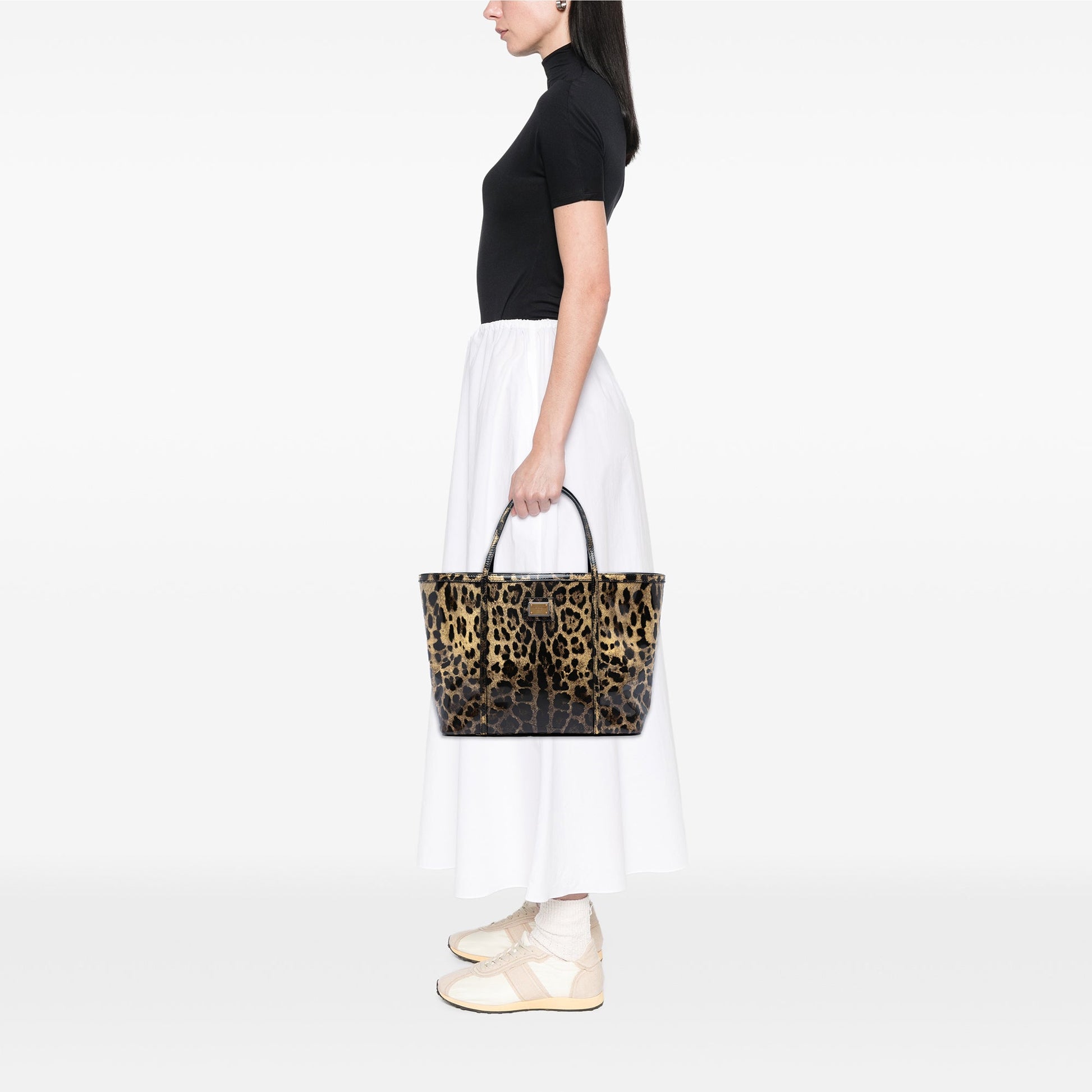 Dolce & Gabbana Leopard Printed Patent Miss Escape Tote