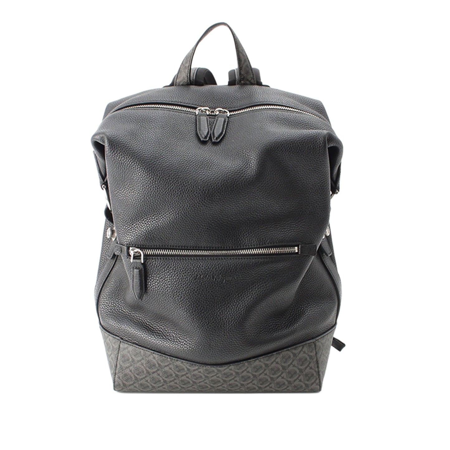 Ferragamo Gancini Coated Canvas Trimmed Leather Backpack