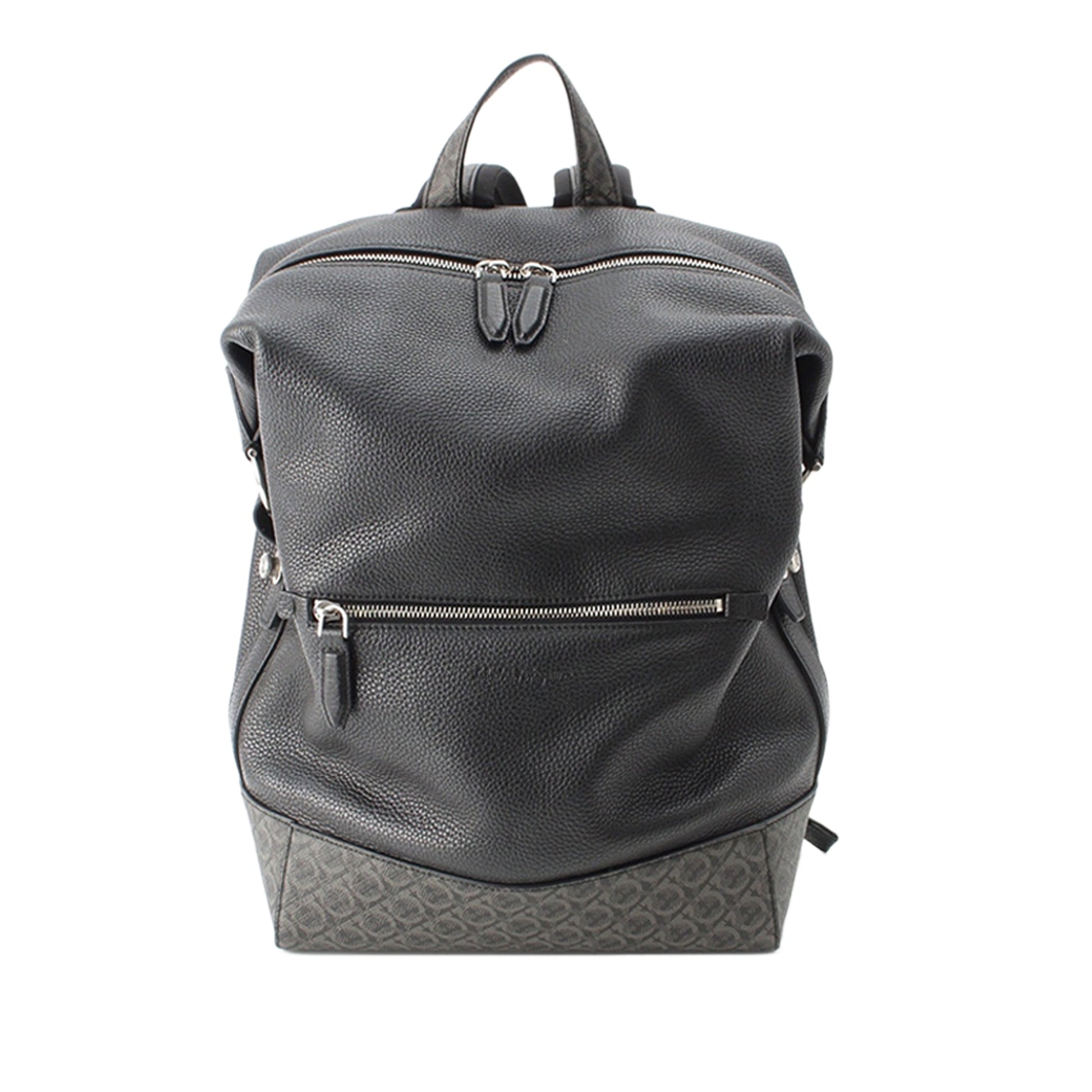 Ferragamo Gancini Coated Canvas Trimmed Leather Backpack