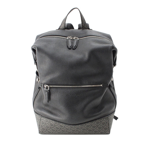 Ferragamo Gancini Coated Canvas Trimmed Leather Backpack