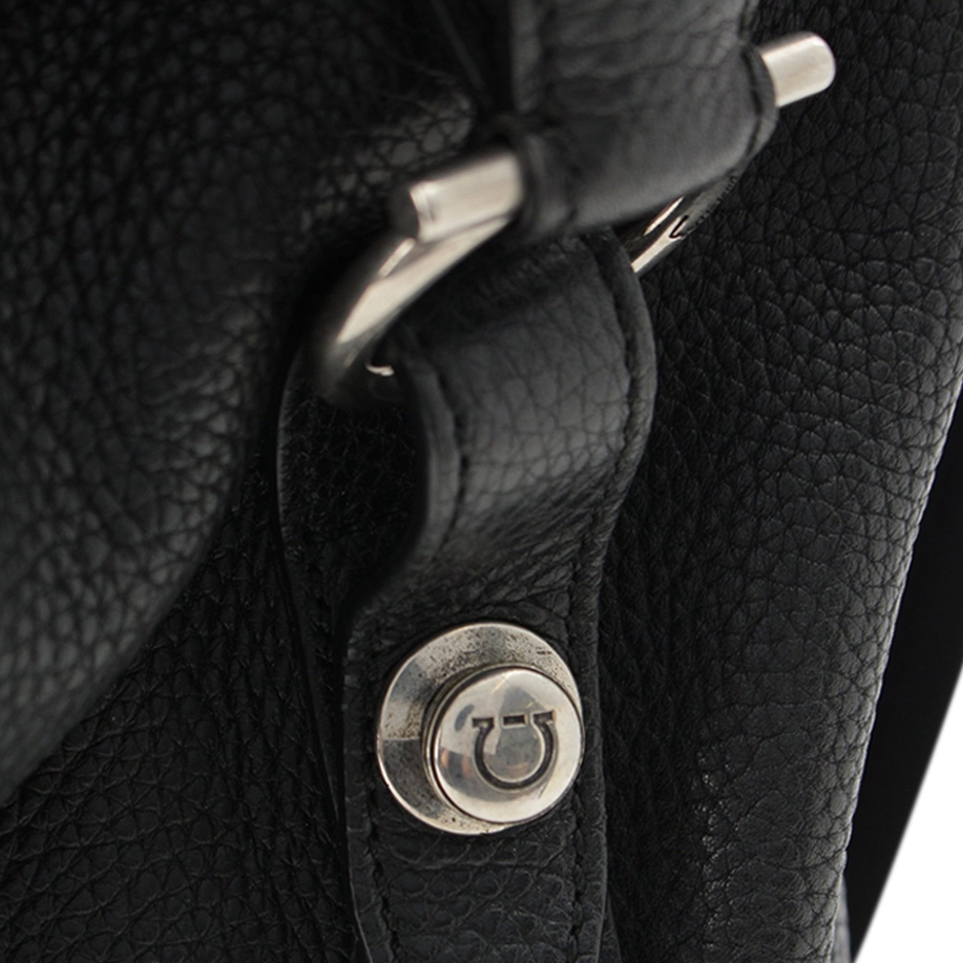 Ferragamo Gancini Coated Canvas Trimmed Leather Backpack