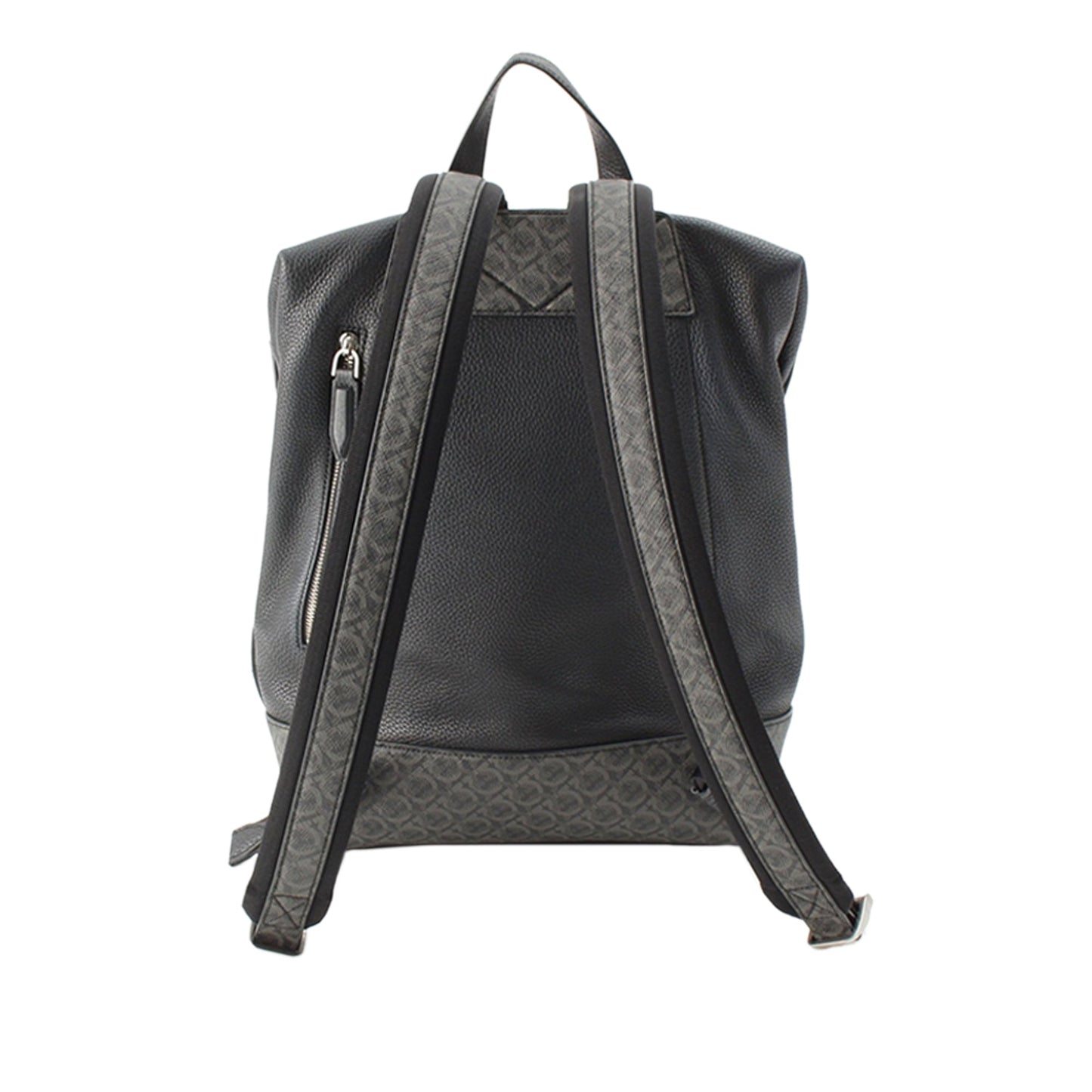Ferragamo Gancini Coated Canvas Trimmed Leather Backpack