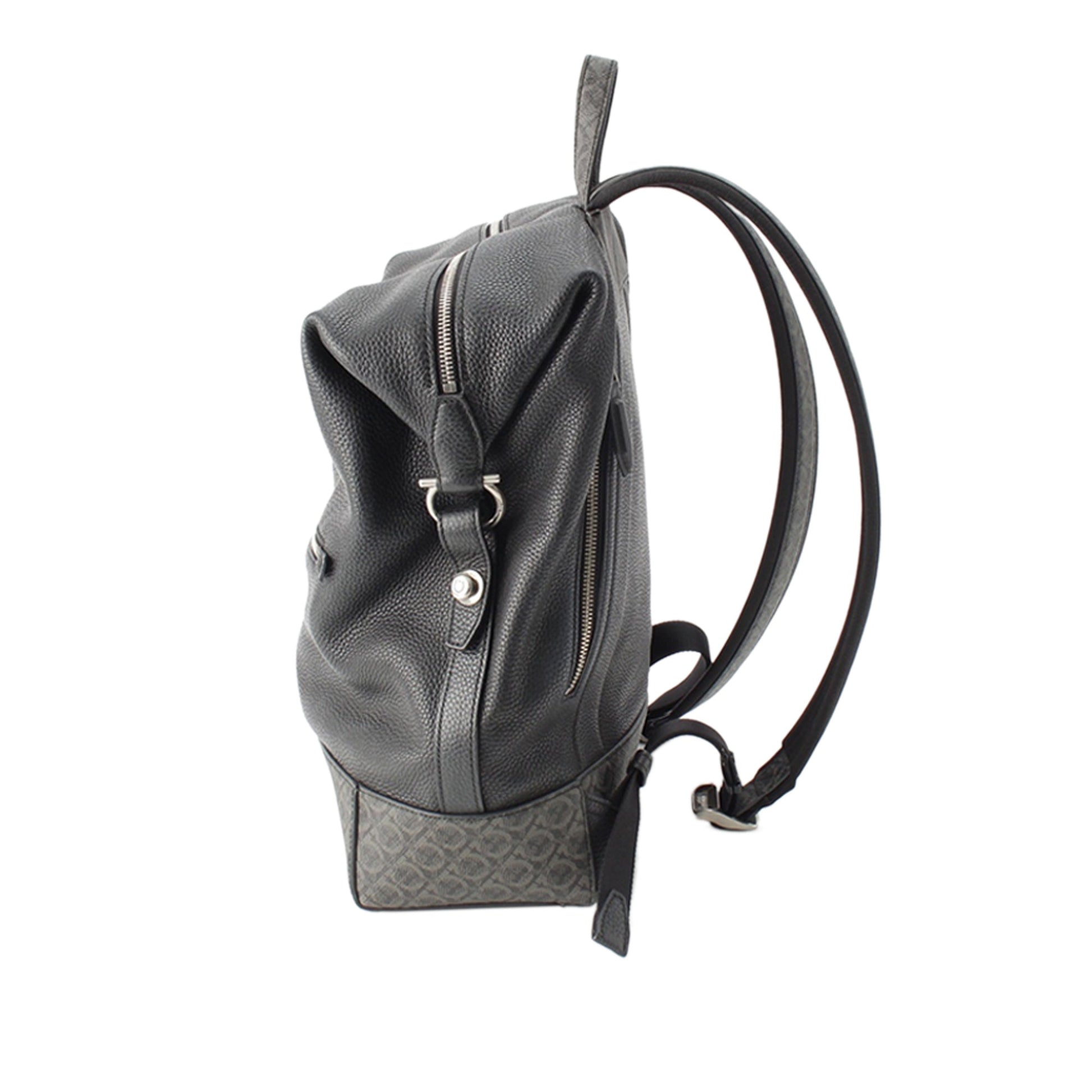 Ferragamo Gancini Coated Canvas Trimmed Leather Backpack