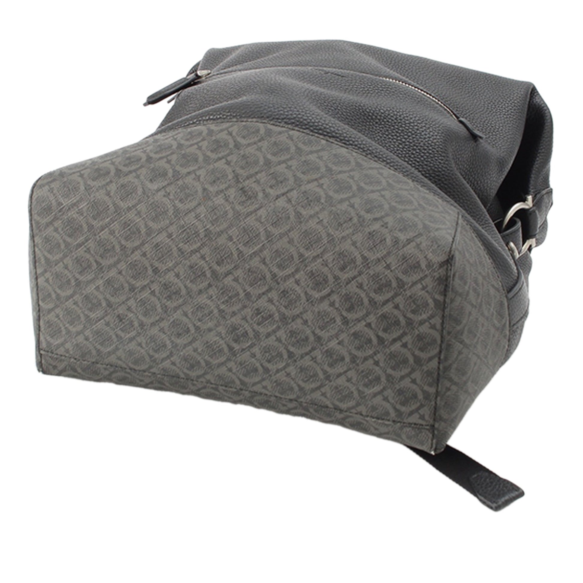 Ferragamo Gancini Coated Canvas Trimmed Leather Backpack