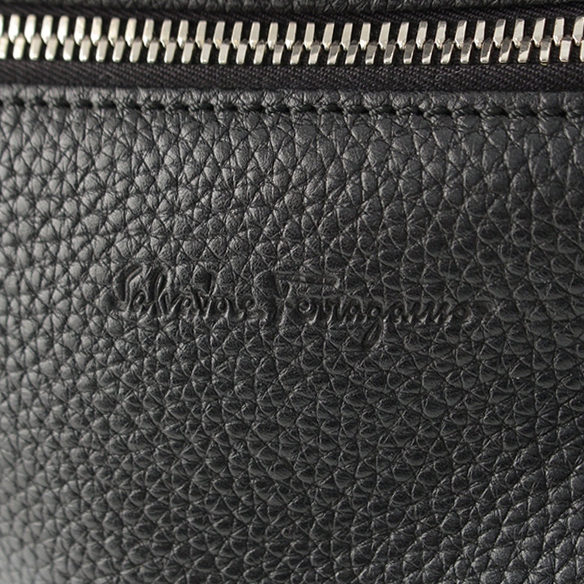 Ferragamo Gancini Coated Canvas Trimmed Leather Backpack