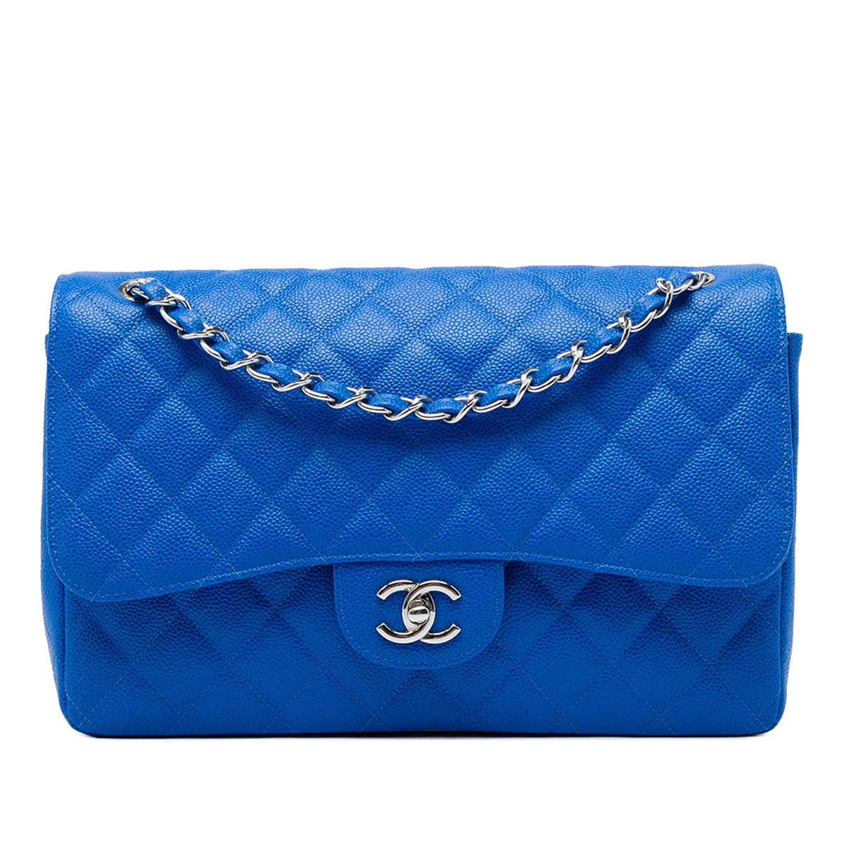 Chanel Jumbo Classic Caviar Double Flap — Blue